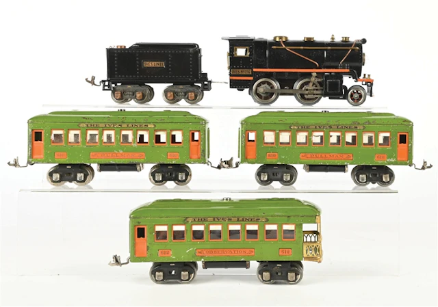 IVES PREWAR O. GAUGE NO. 257 STEAM LOCOMOTIVE PASSENGER SET