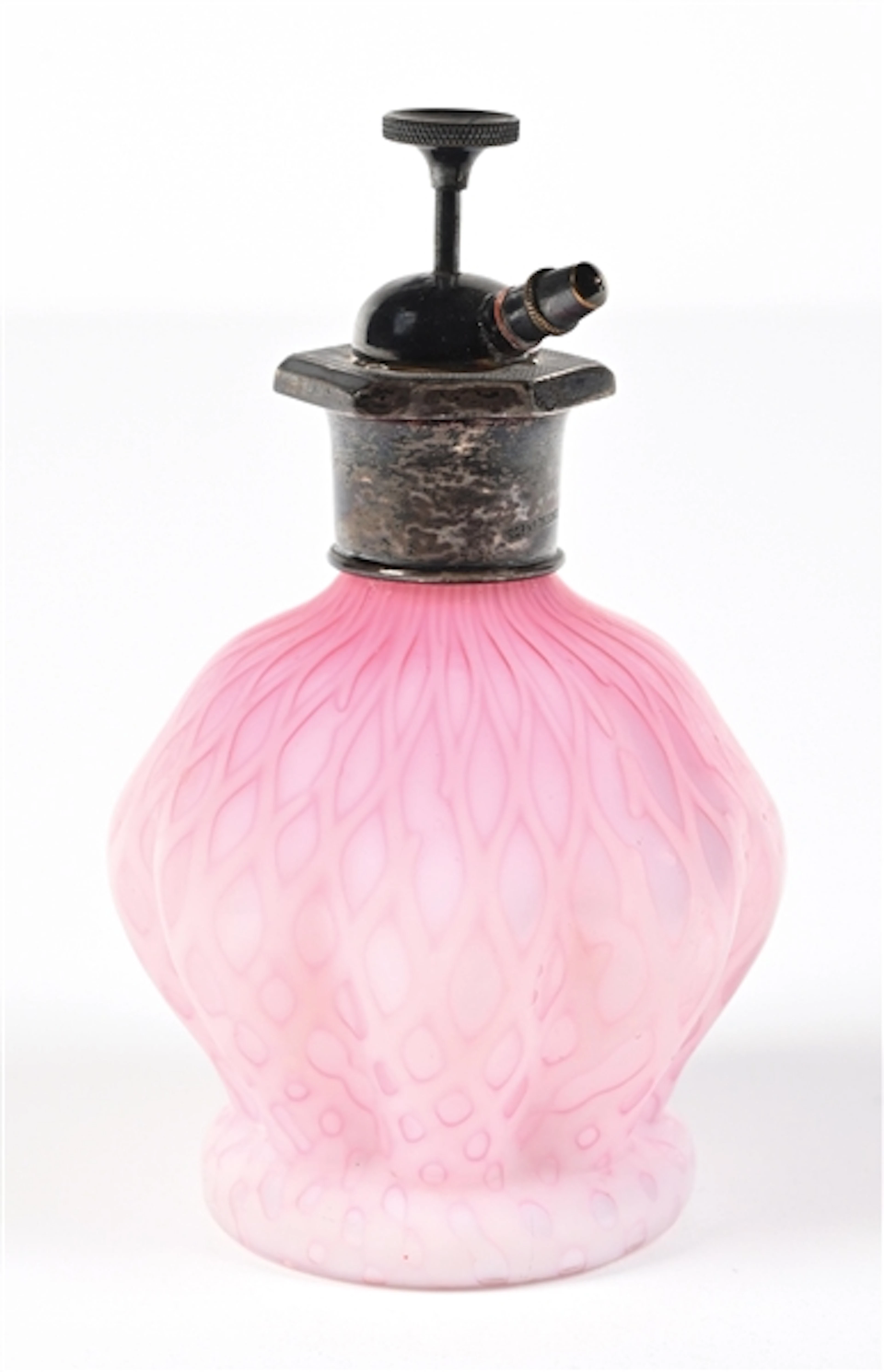 MT. WASHINGTON SATIN PINK ART GLASS PERFUME ATOMIZER