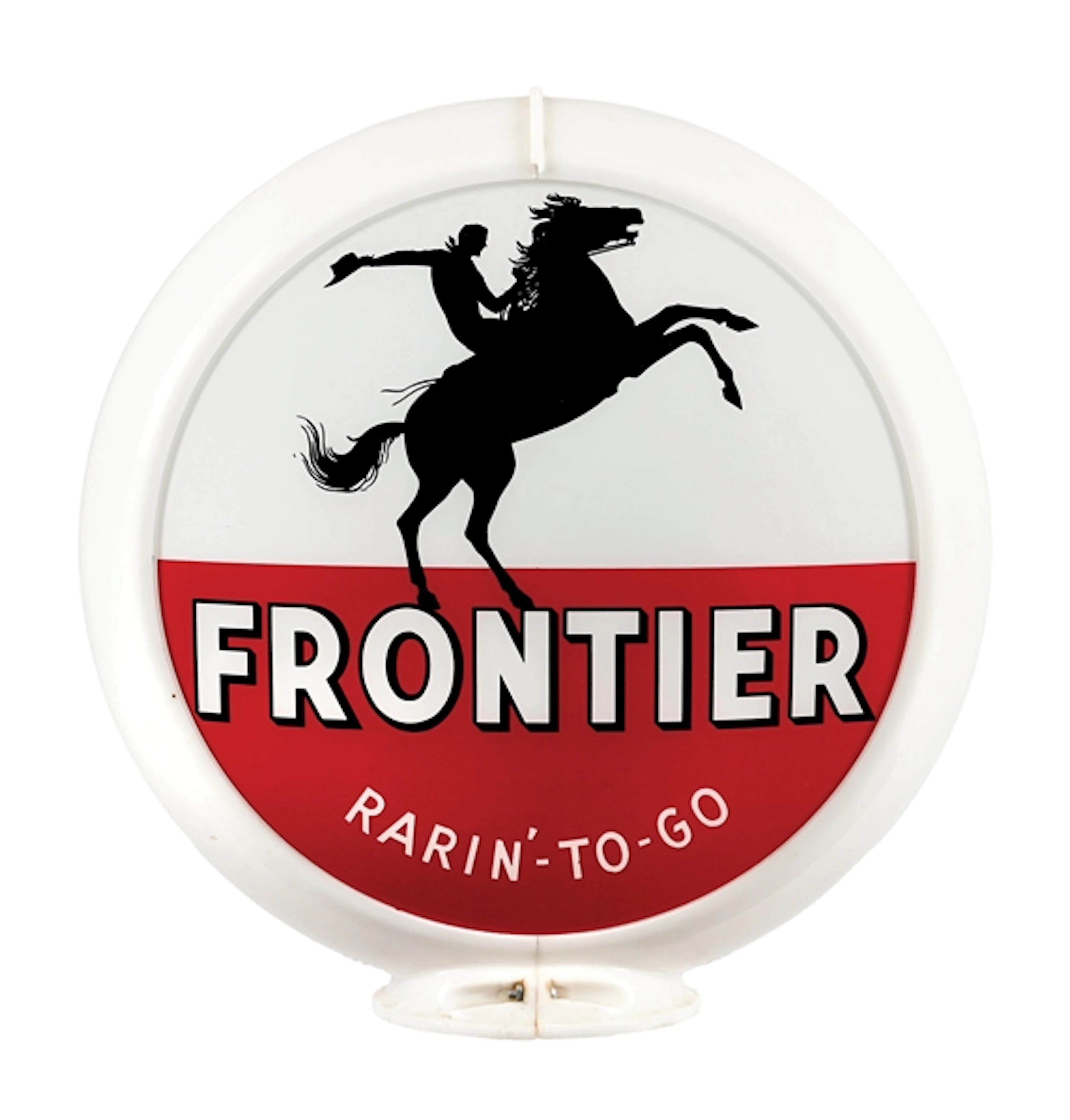 OUTSTANDING FRONTIER RARIN'-TO-GO GASOLINE COMPLETE 13.5" GLOBE ON CAPCO BODY