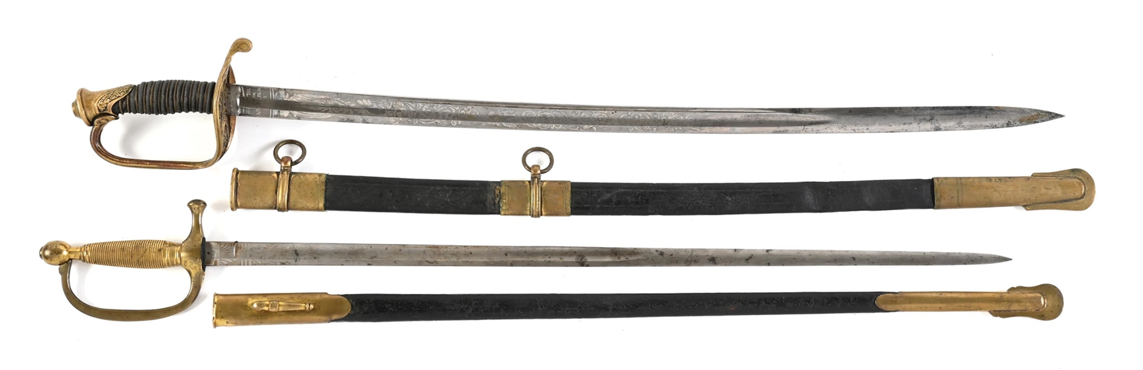 LOT OF 2: US CIVIL WAR M1850 FOOT OFFICER AND M1840 MUSICIAN SWORDS
