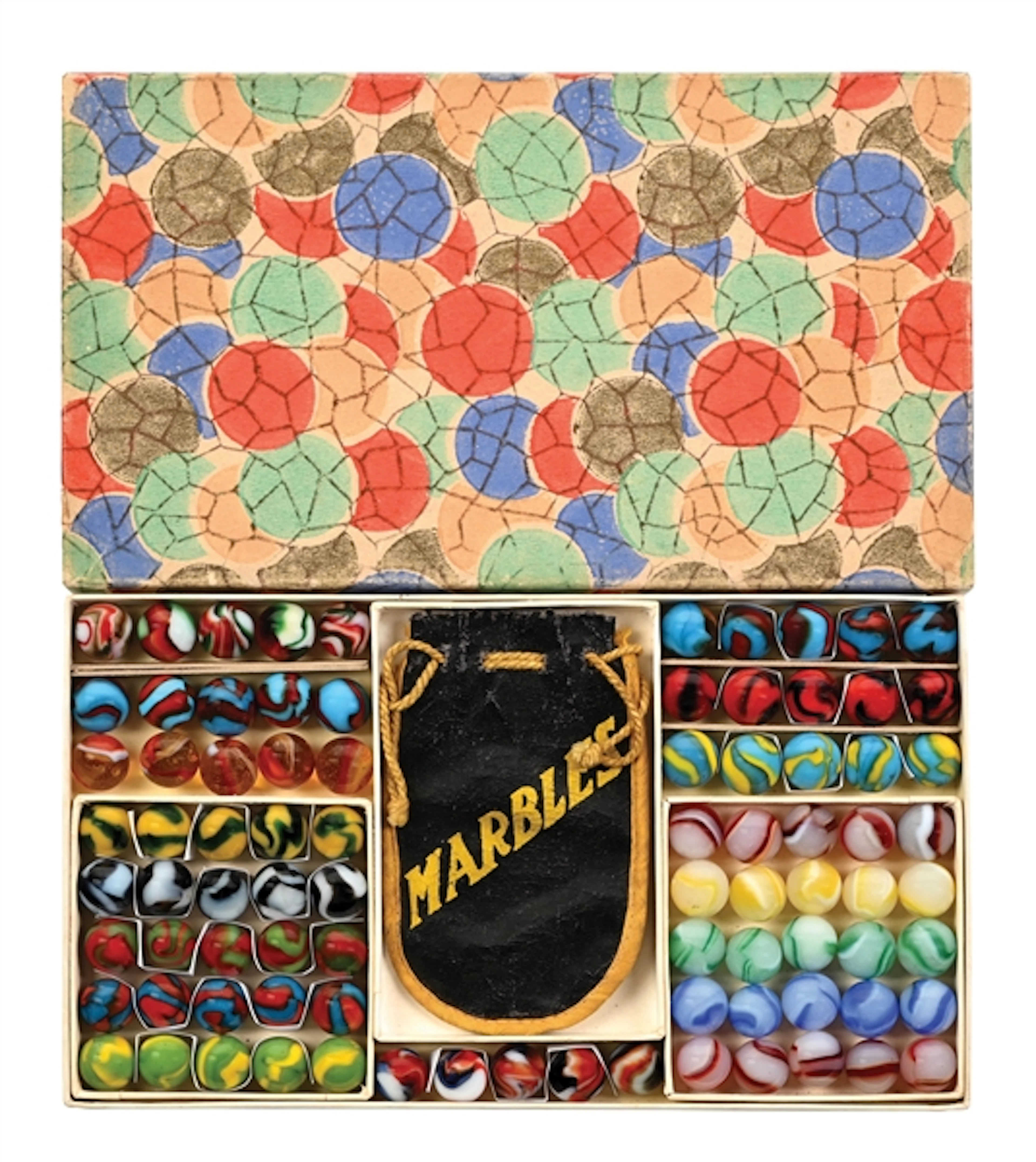PELTIER STAINED GLASS BOX OF MARBLES