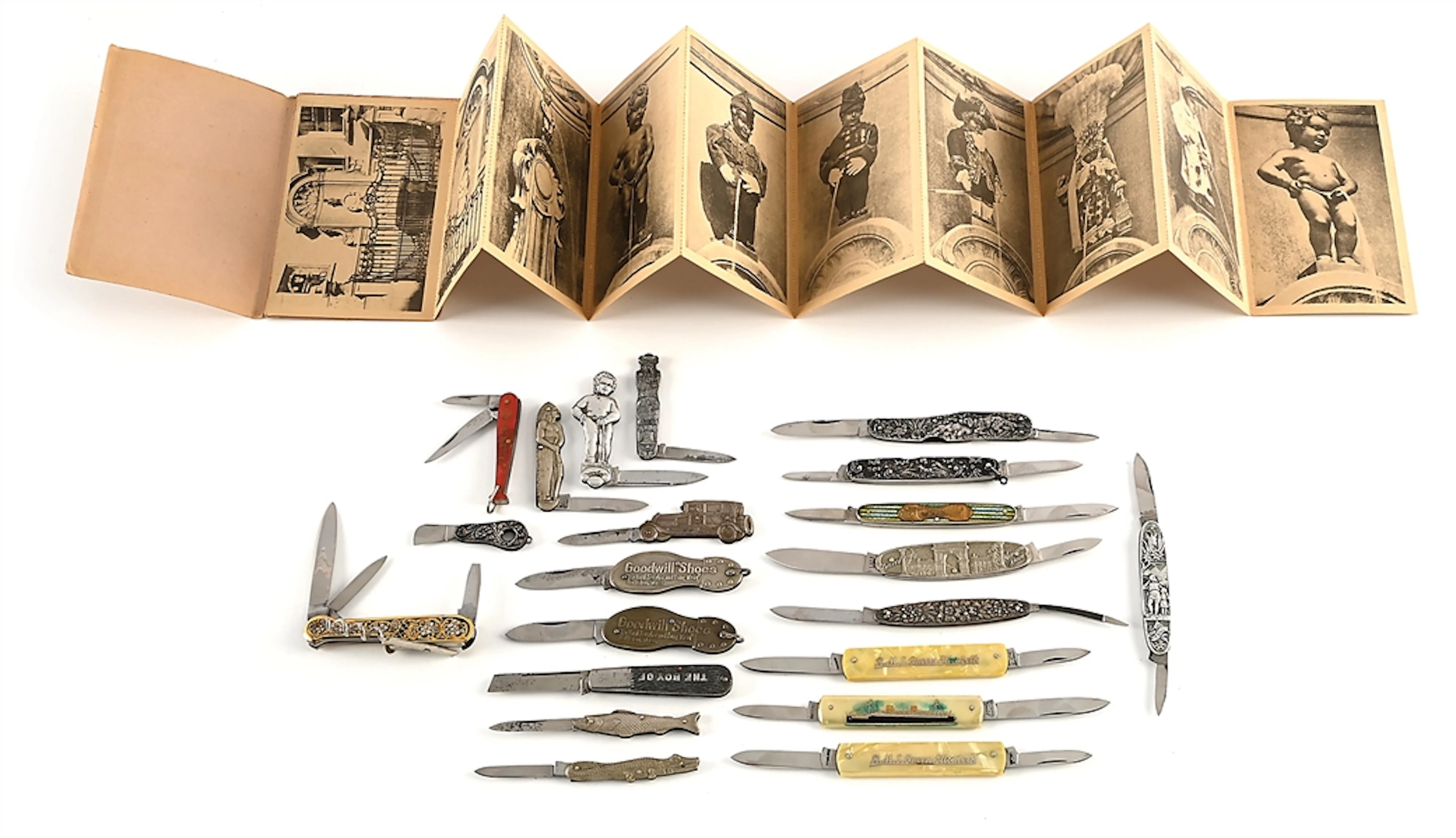LOT OF 21: NOVELTY, MINIATURE, AND FIGURAL KNIVES.