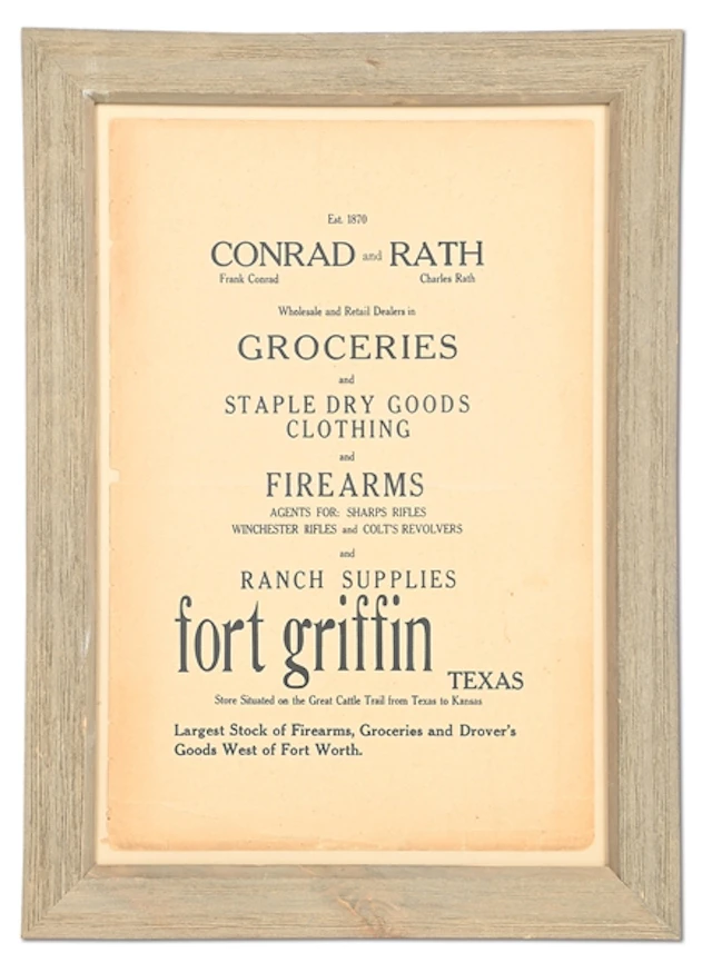 1870S FORT GRIFFIN TEXAS STORE BROADSIDE