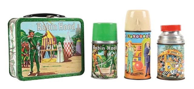 LOT OF 3: LUNCH BOX AND THERMOSES: ROBIN HOOD, CAPTAIN KANGAROO &