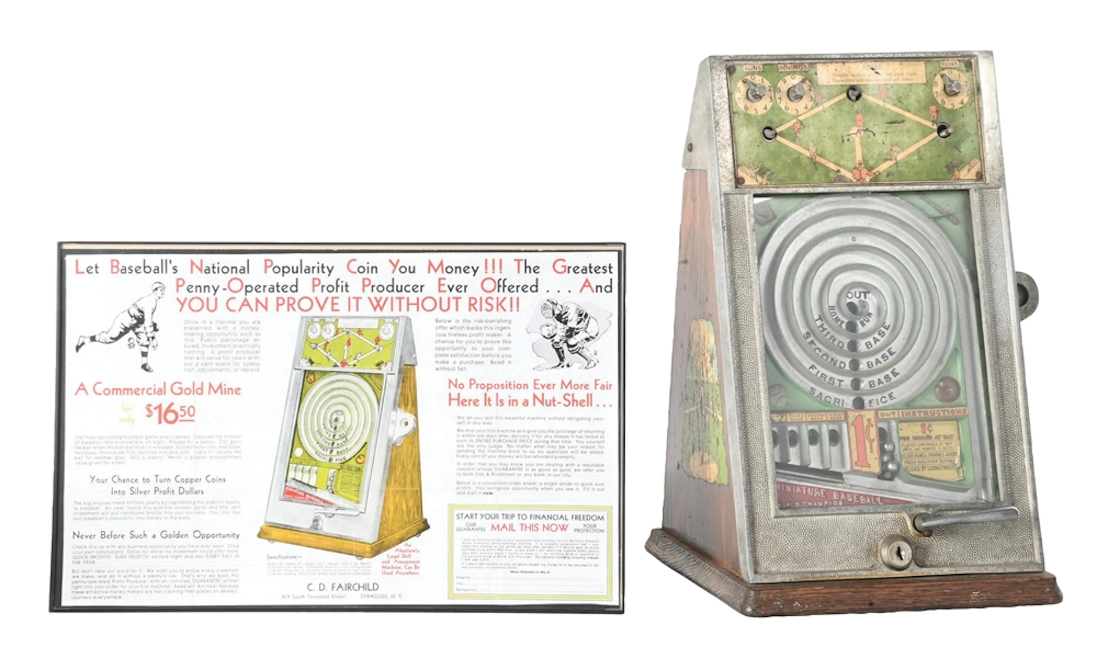 1¢ PEO MFG. CO. "WORLD CHAMPION" BASEBALL TABLETOP GAME