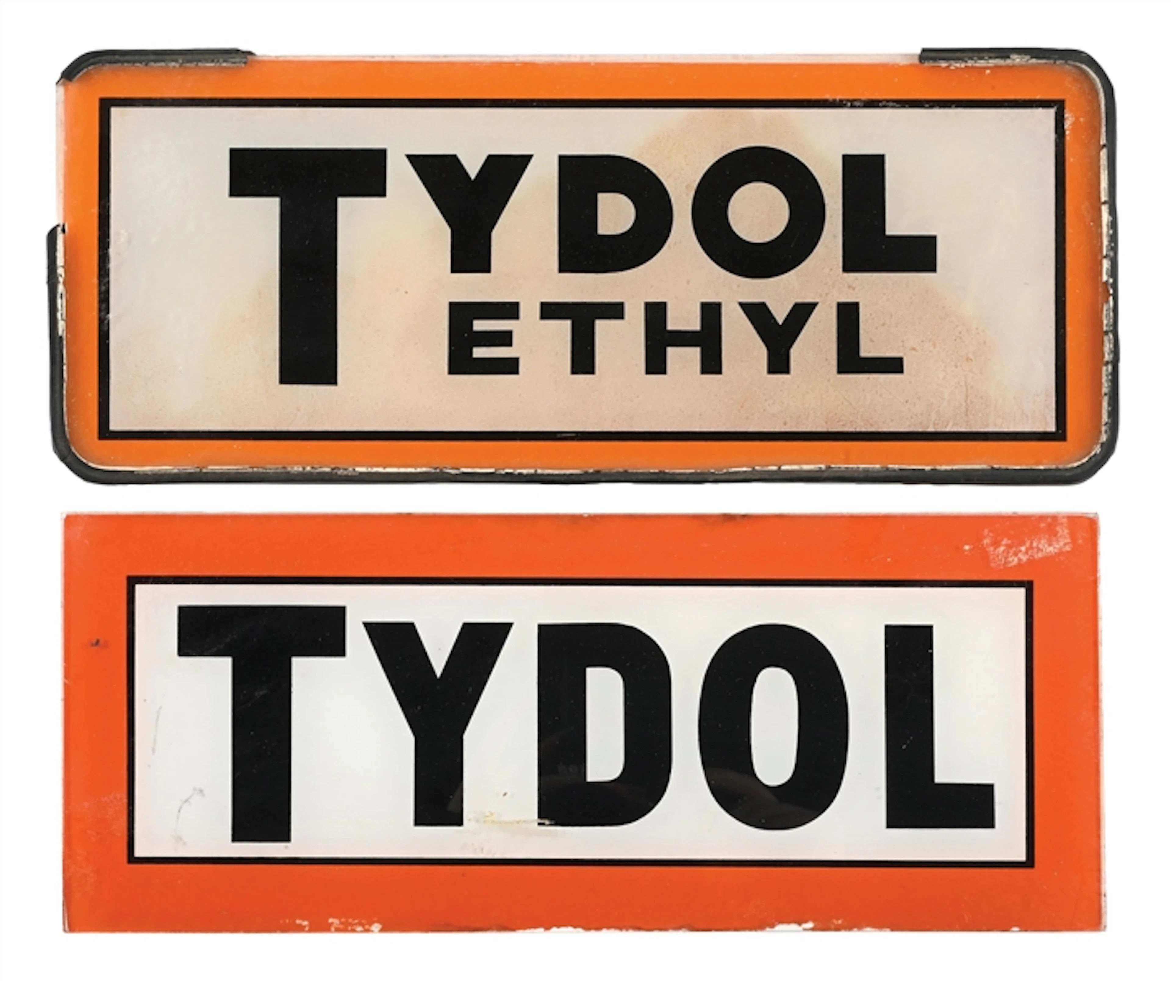COLLECTION OF 2: TYDOL & TYDOL ETHYL AD GLASS PANELS