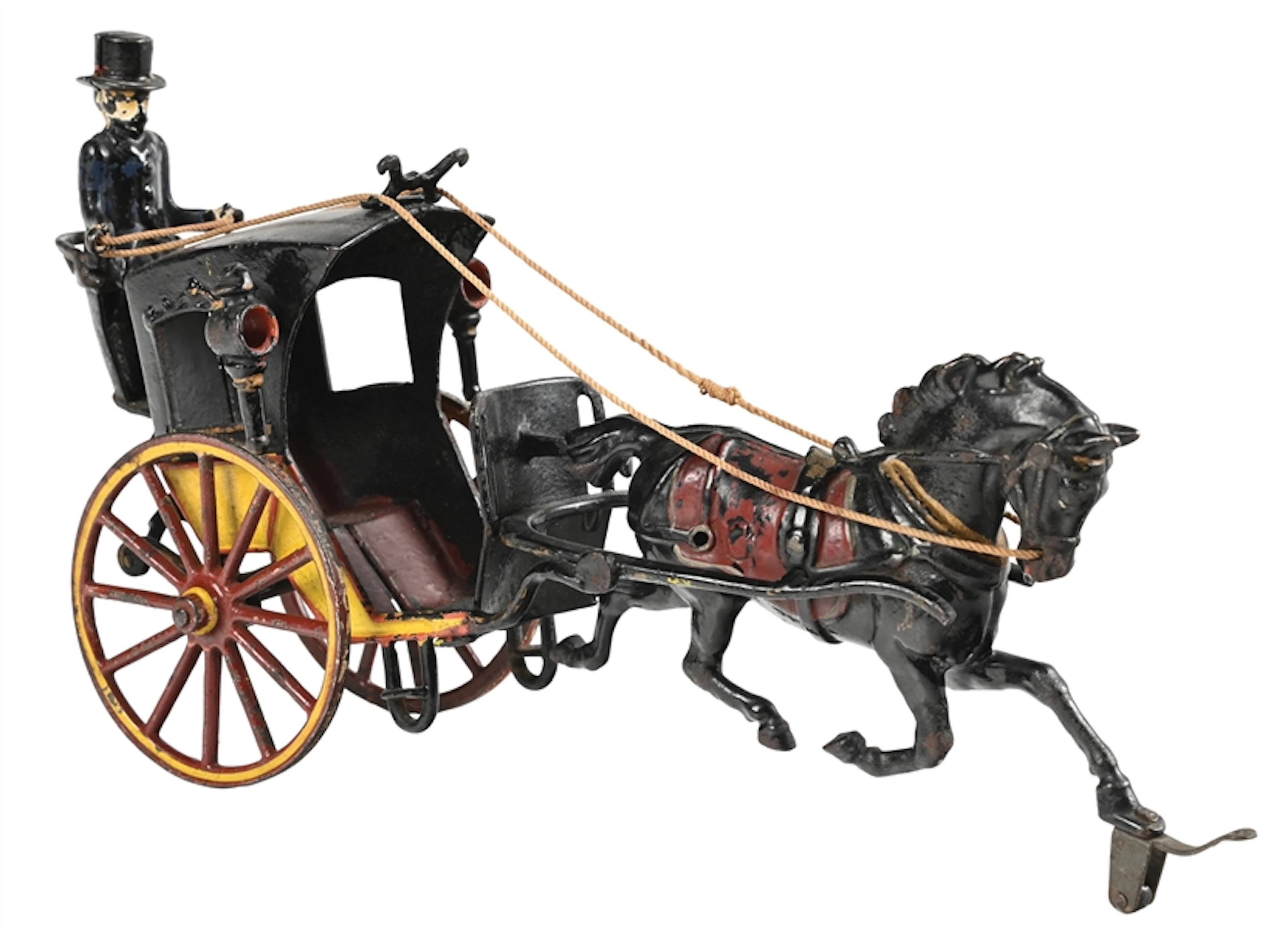 PRATT & LETCHWORTH CAST IRON HANSOM CAB W/ SINGLE HORSE