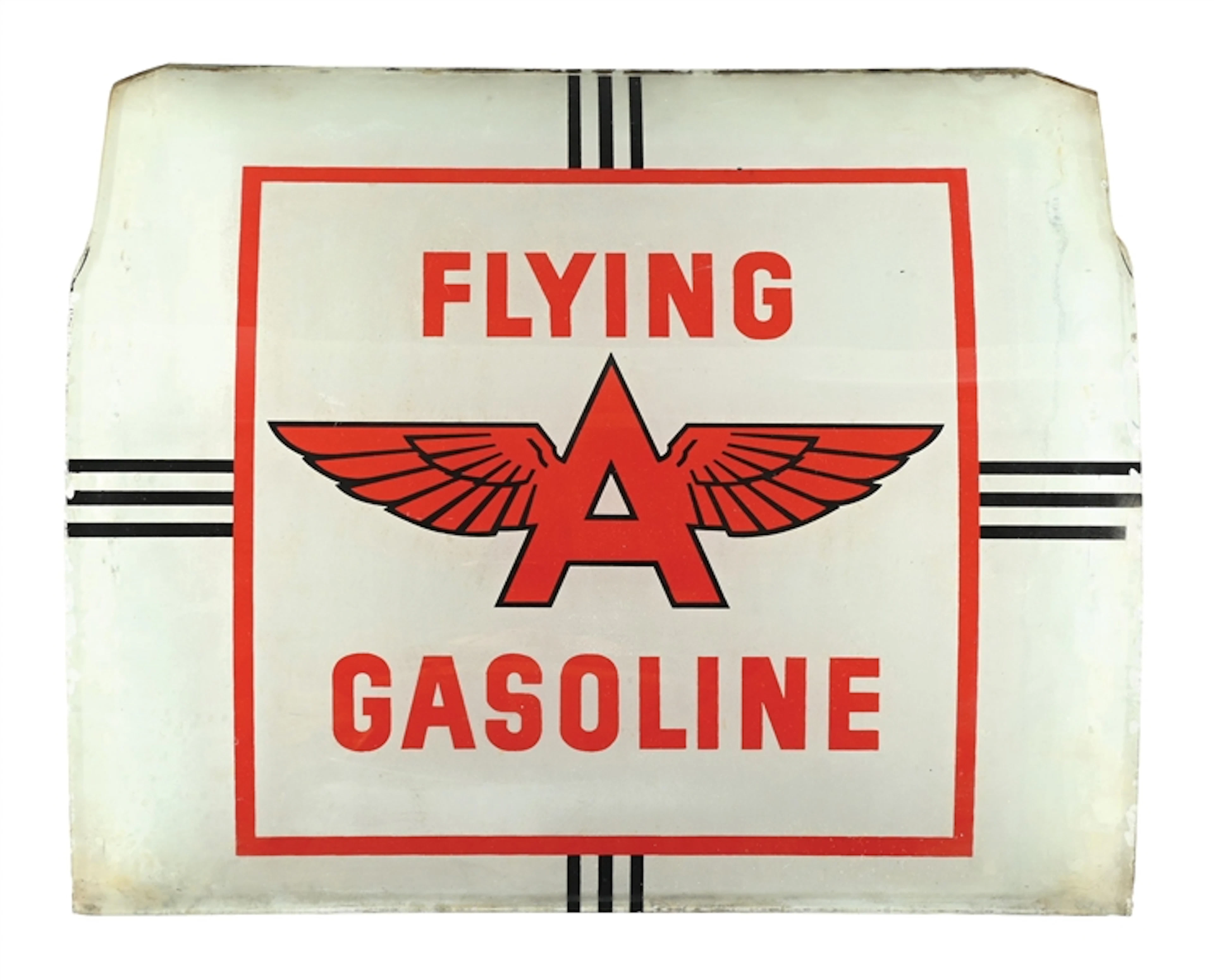 FLYING A GASOLINE A-38 AD GLASS PANEL