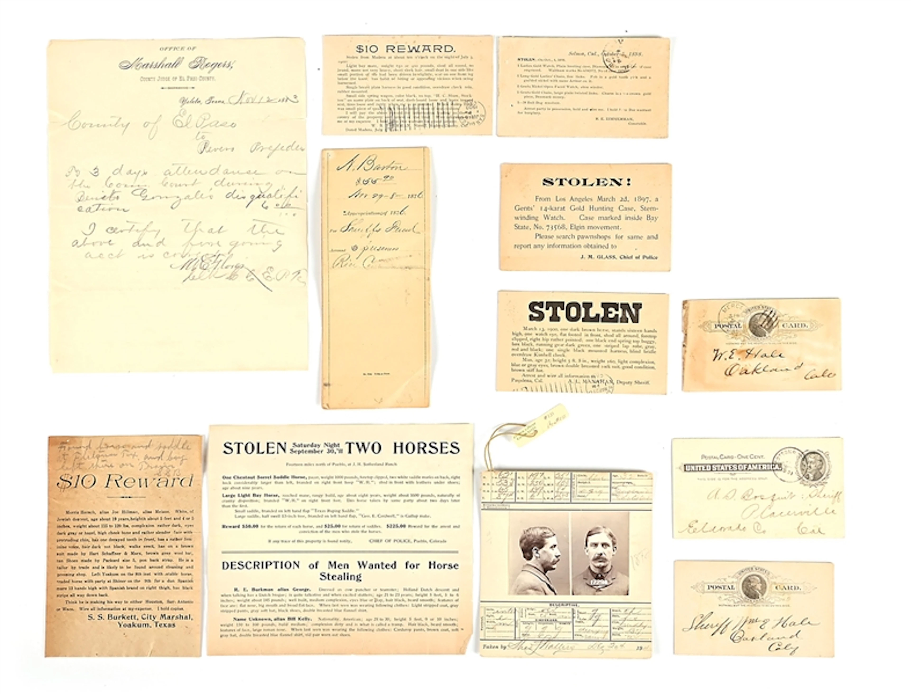 LOT OF LAW ENFORCEMENT WANTED POSTERS, CARDS, AND RELATED EPHEMERA