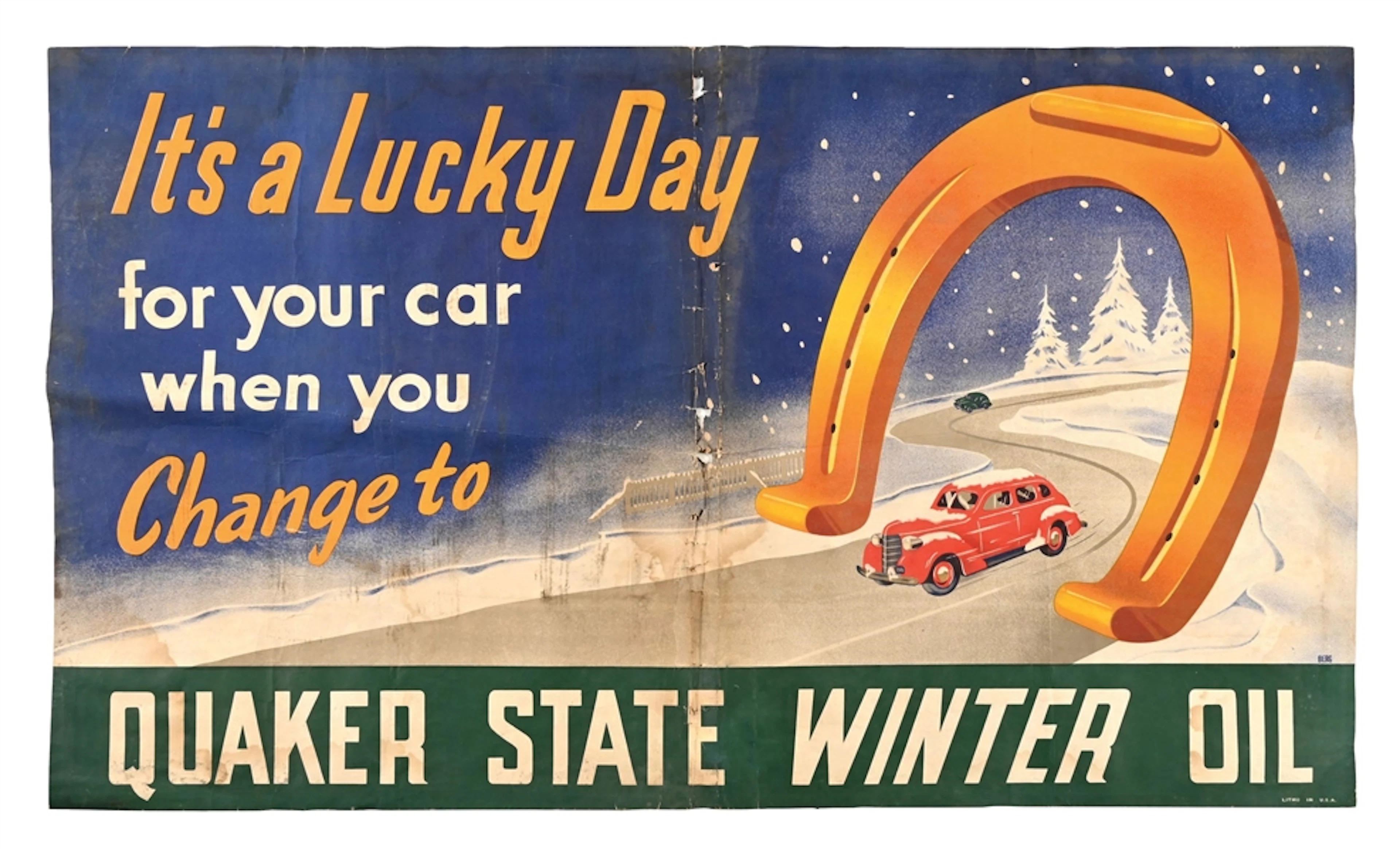 "IT'S A LUCKY DAY FOR YOUR CAR WHEN YOU CHANGE TO QUAKER STATE MOTOR