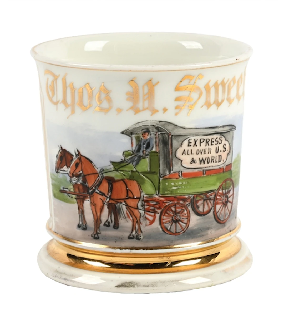 HORSE-DRAWN DELIVERY WAGON DRIVER'S SHAVING MUG
