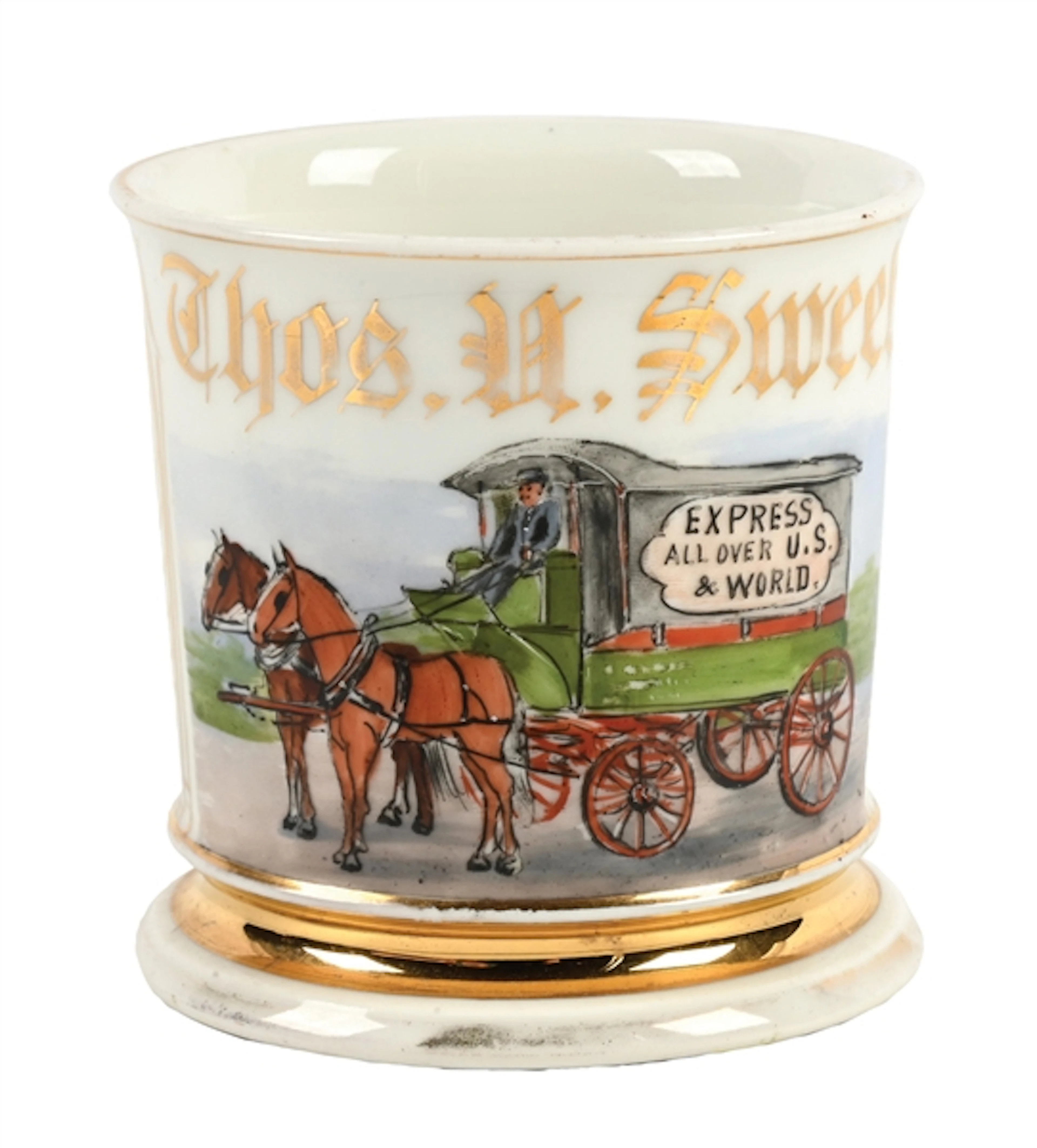 HORSE-DRAWN DELIVERY WAGON DRIVER'S SHAVING MUG