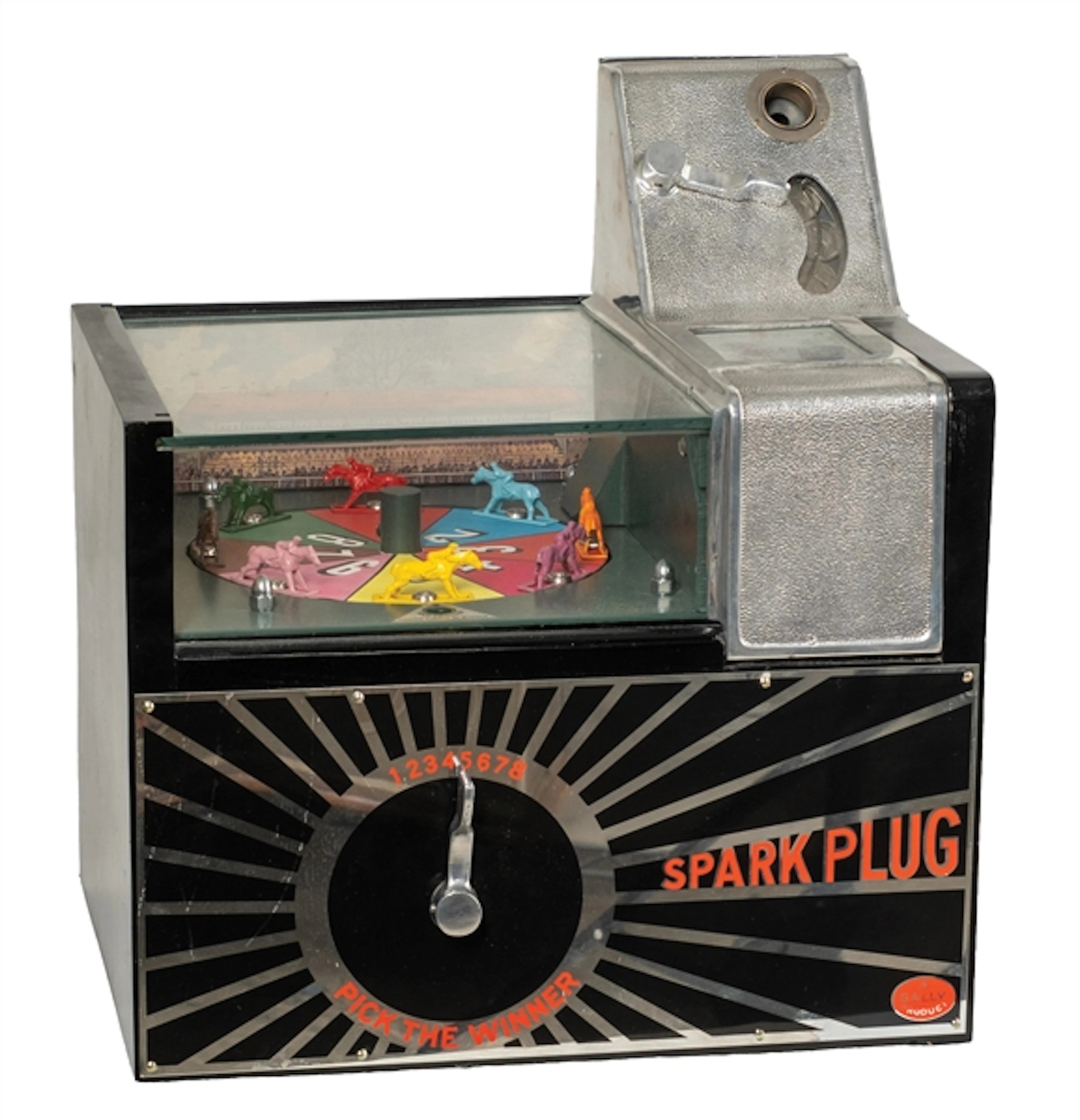 BALLY SPARK PLUG COUNTERTOP HORSE RACE-THEMED TRADE STIMULATOR