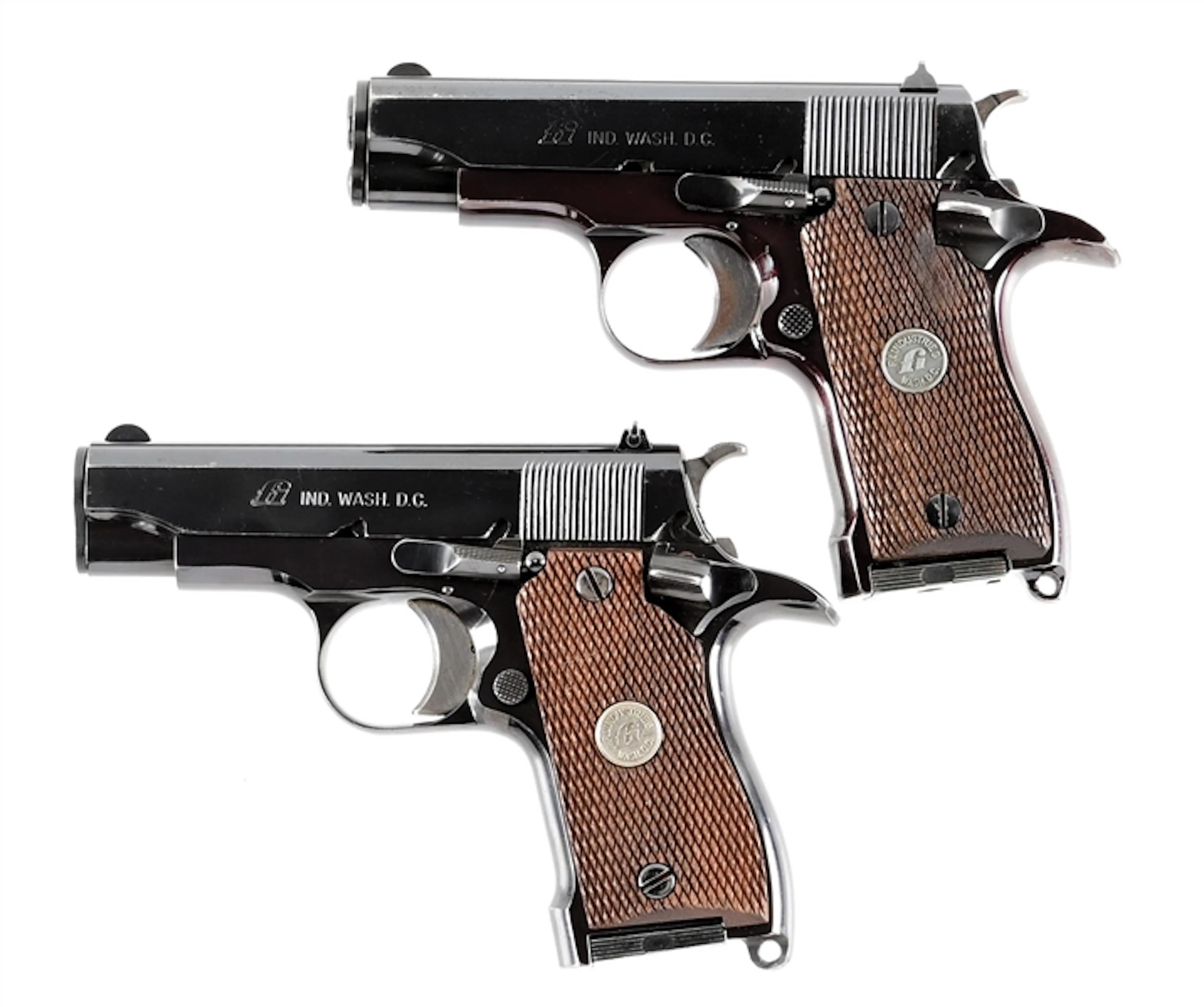 (M) LOT OF 2: FIREARMS INTERNATIONAL MODEL D SEMI-AUTOMATIC PISTOLS.
