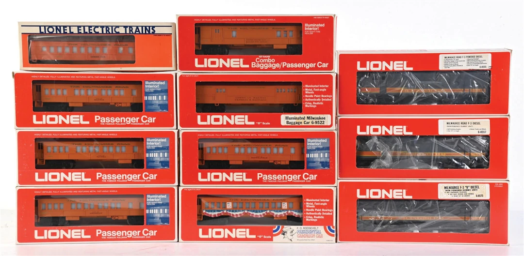 LOT OF 11: LIONEL O-GA. MILWAUKEE ROAD F-3 DIESEL DUMMY UNITS & ASSORTED