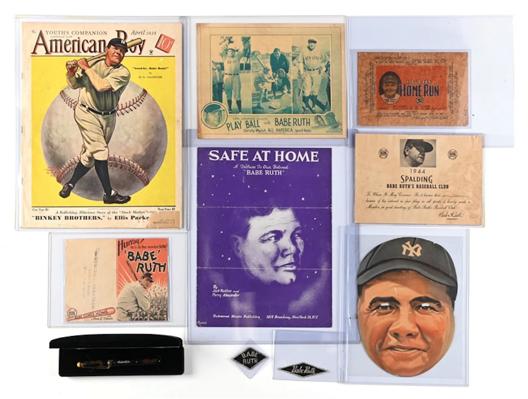 LOT OF 10: BABE RUTH ADVERTISING & EPHEMERA COLLECTION