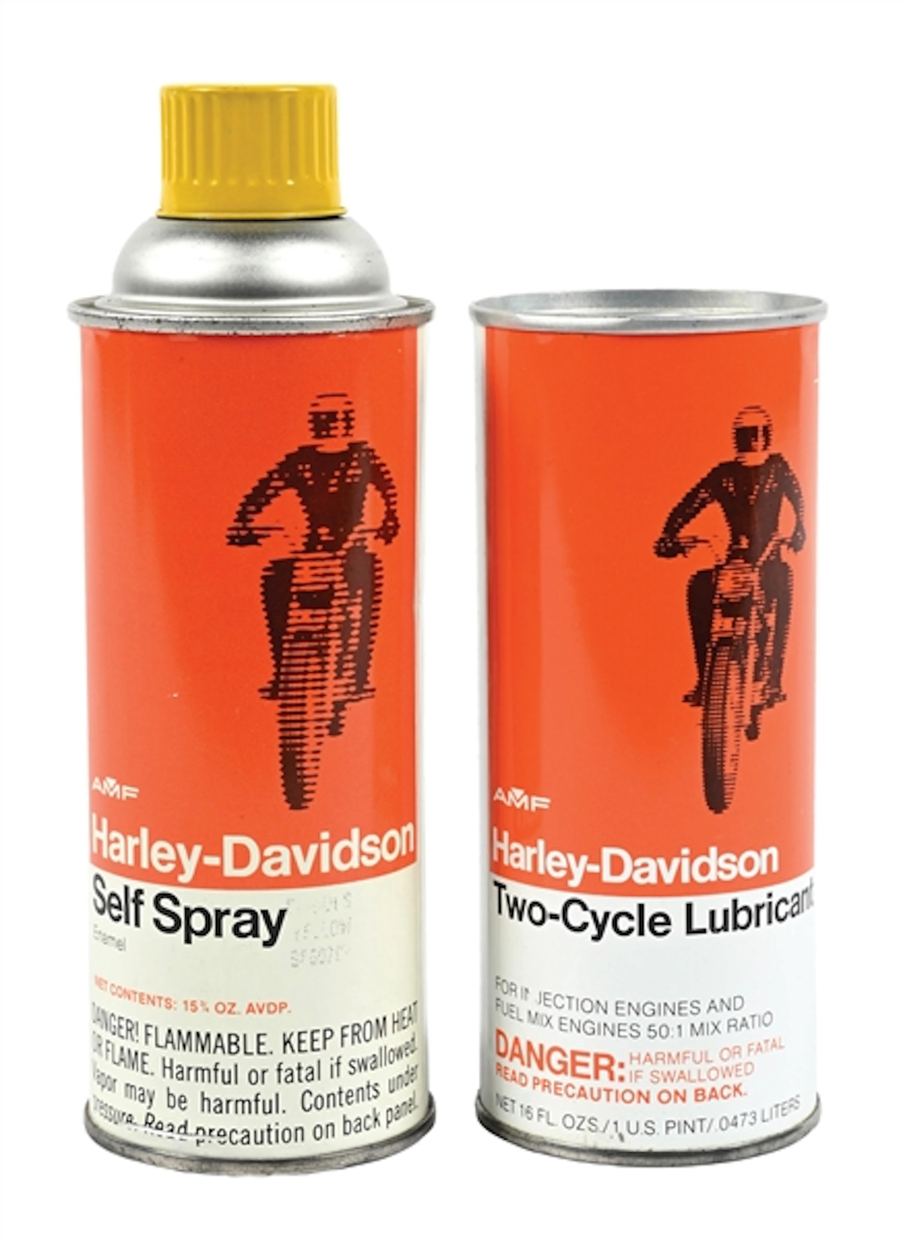 COLLECTION OF 2: HARLEY-DAVIDSON CANS, ENAMEL SELF SPRAY AND TWO-CYCLE