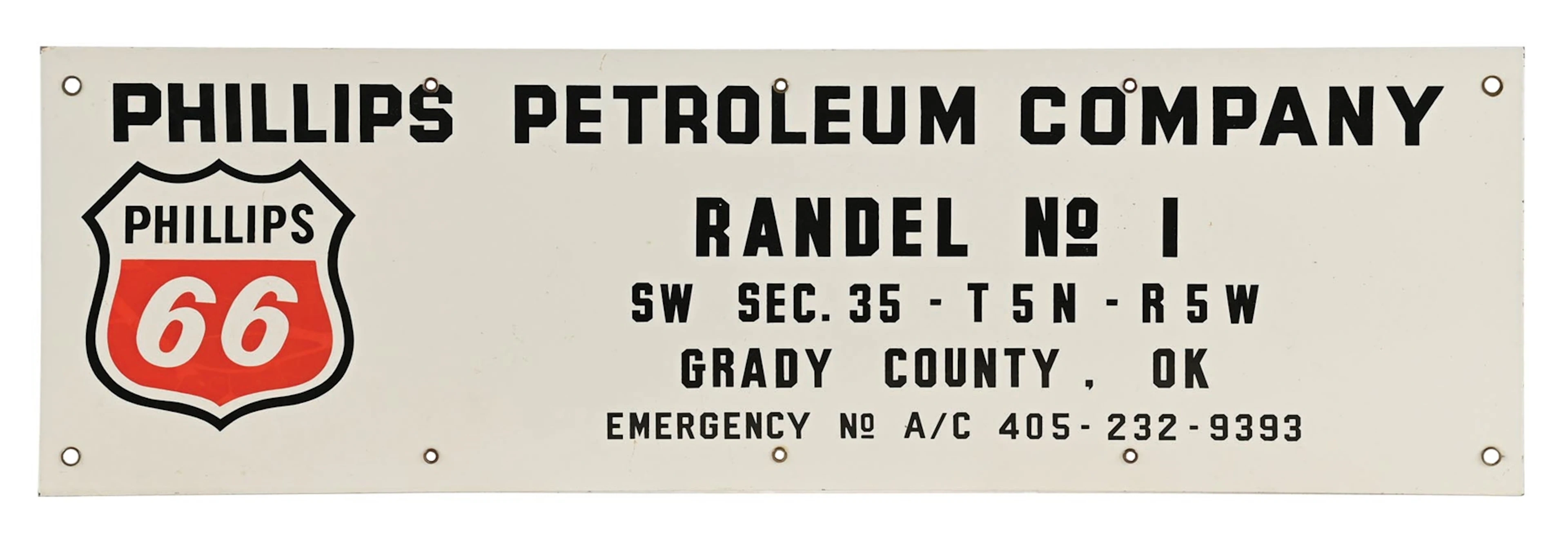 PHILLIPS PETROLEUM COMPANY PORCELAIN OIL WELL SIGHT SIGN