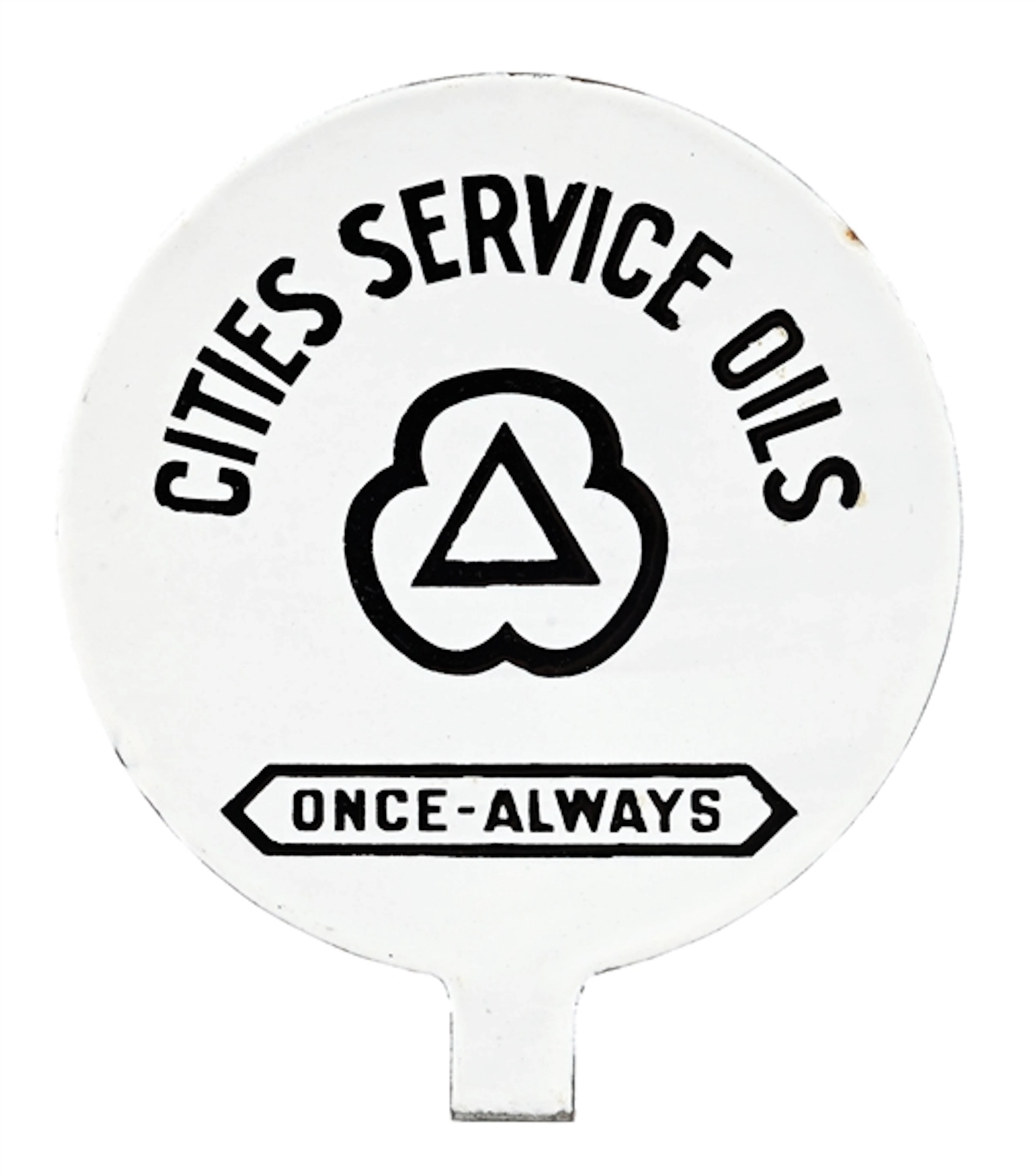 OUTSTANDING CITIES SERVICE OILS ONCE-ALWAYS PORCELAIN LUBSTER PADDLE SIGN