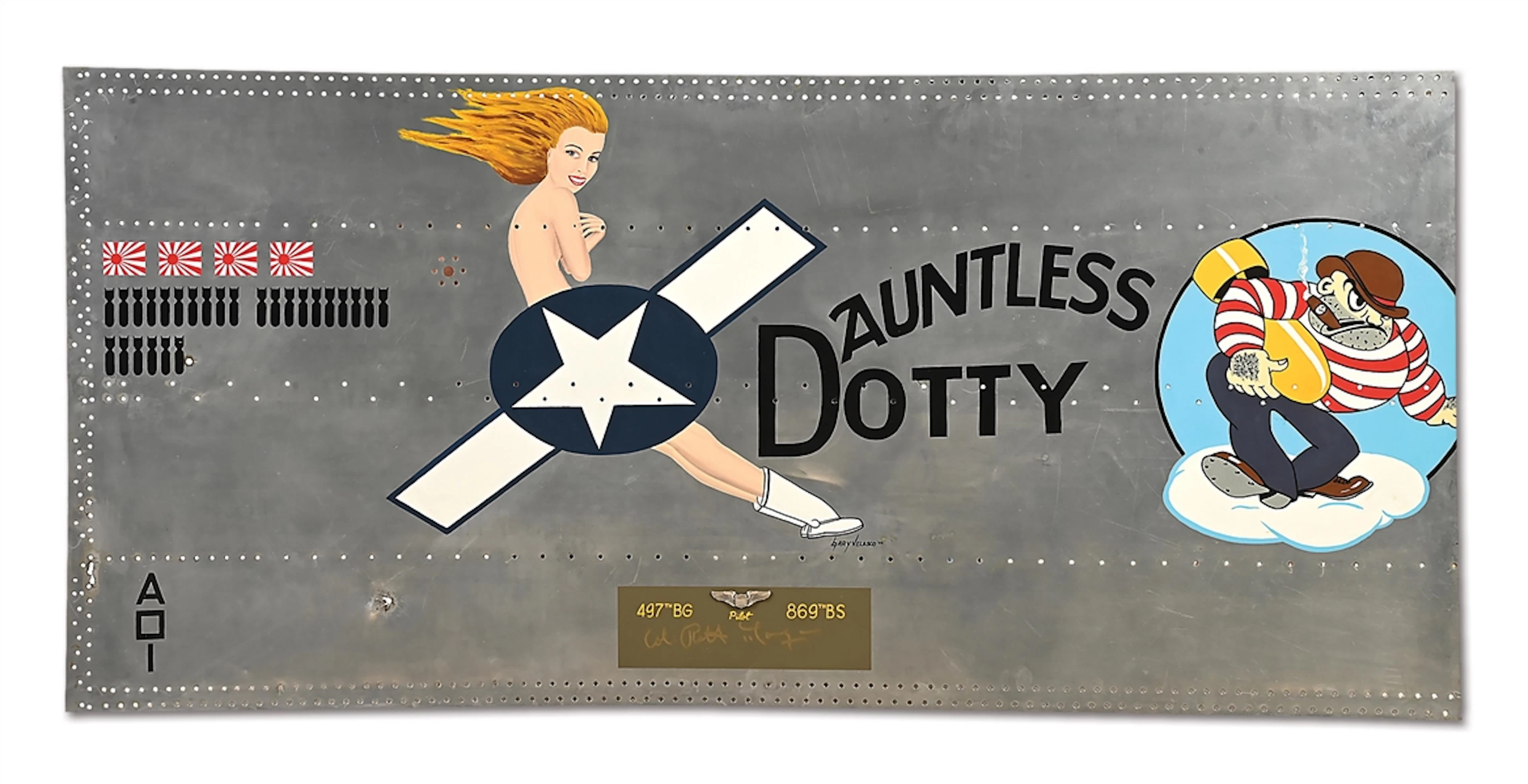 WORLD WAR II B-29 AIRCRAFT SKIN "DAUNTLESS DOTTY" PAINTED BY AIRCRAFT