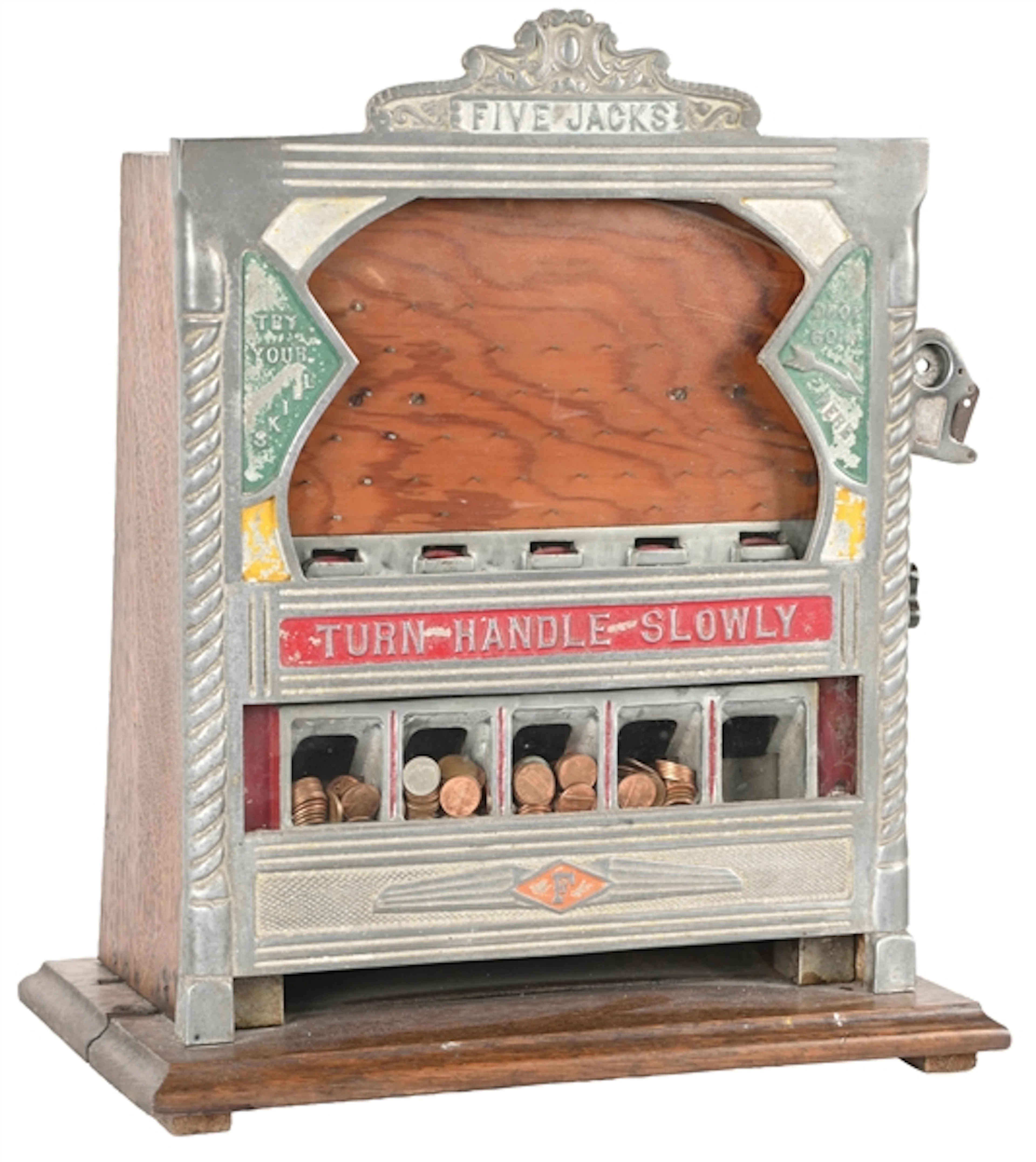 1¢ FIELDS MFG. FIVE JACKS COUNTER POCKET SLOT MACHINE