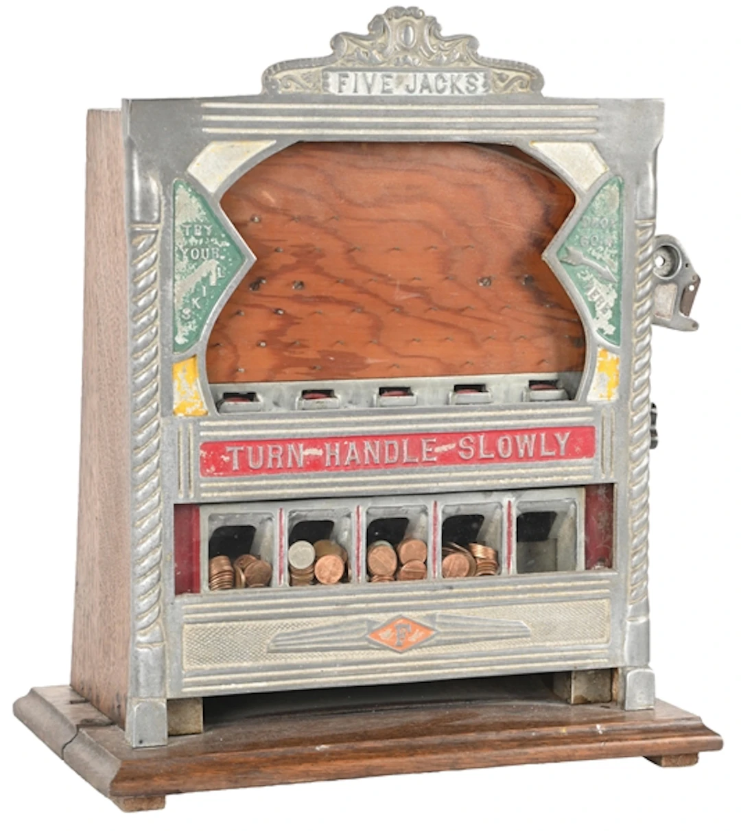 1¢ FIELDS MFG. FIVE JACKS COUNTER POCKET SLOT MACHINE