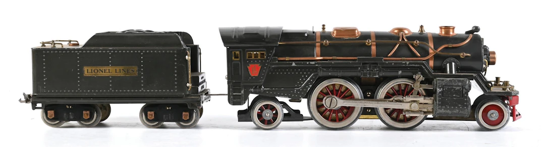 PRE-WAR LIONEL STANDARD GA. NO. 385E STEAM LOCOMOTIVE AND TENDER