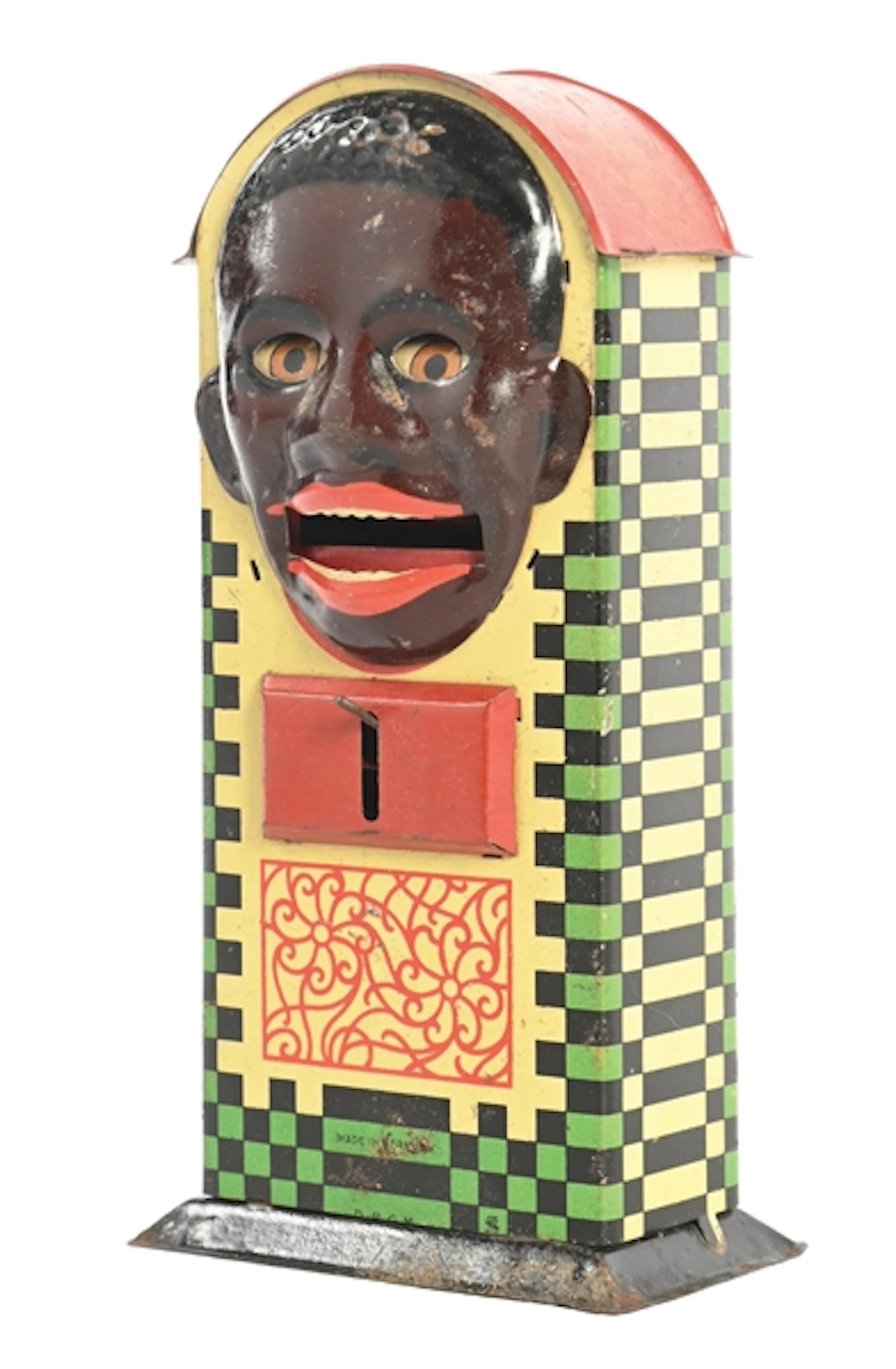 SAALHEIMER & STRAUSS TIN LITHO "MINSTREL" MECHANICAL BANK