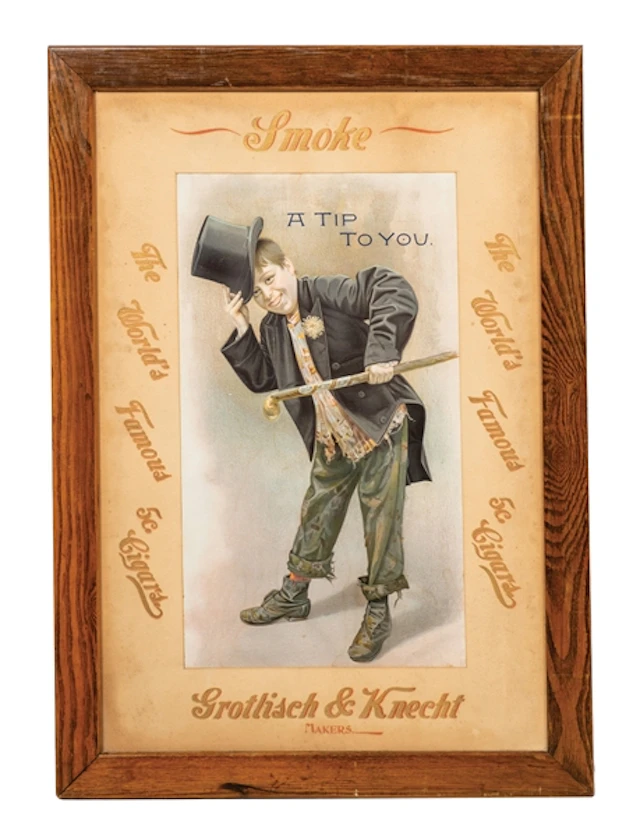 "A TIP TO YOU" FRAMED PRINT OF RAGGED CLOTHED MAN