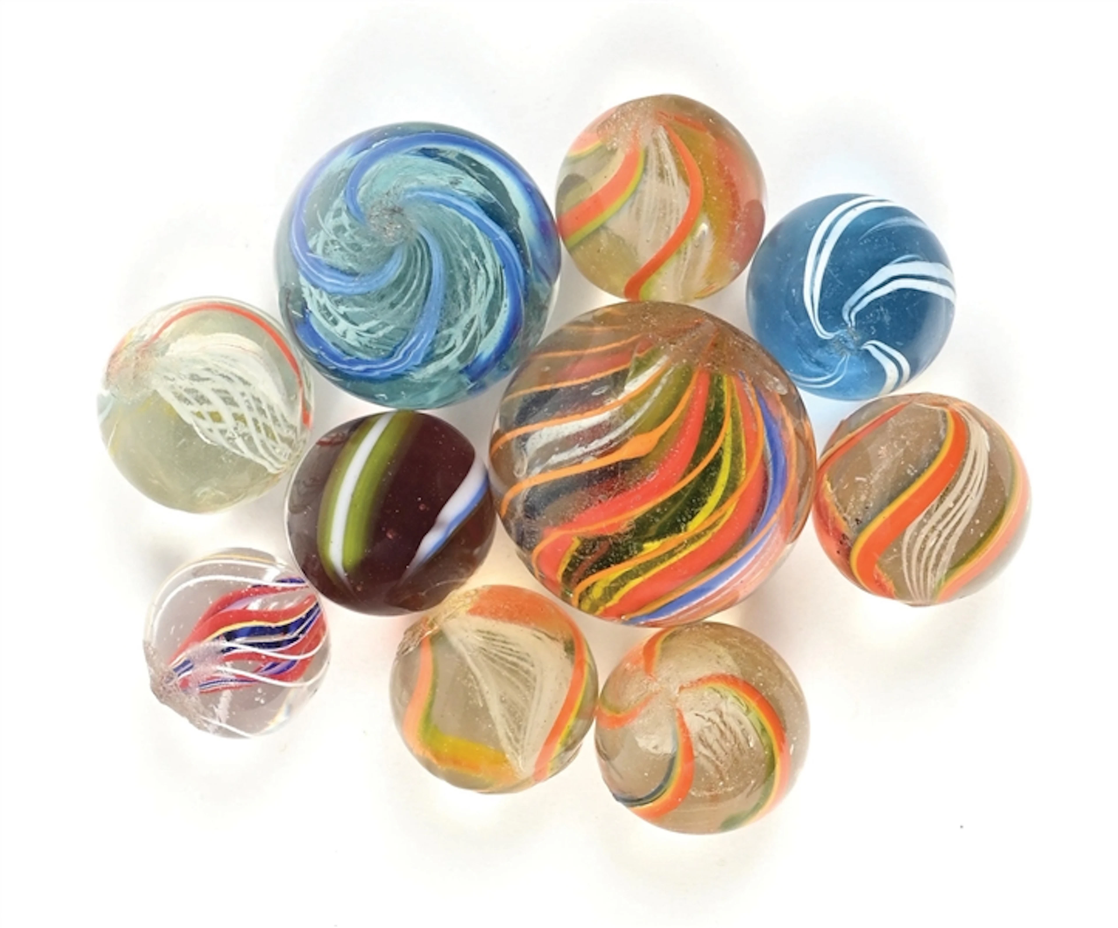 LOT OF 10: SWIRL MARBLES
