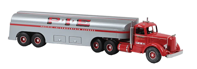 SMITH-MILLER PRESSED STEEL P.I.E. TRACTOR TRAILER TANKER TRUCK W/ BOX