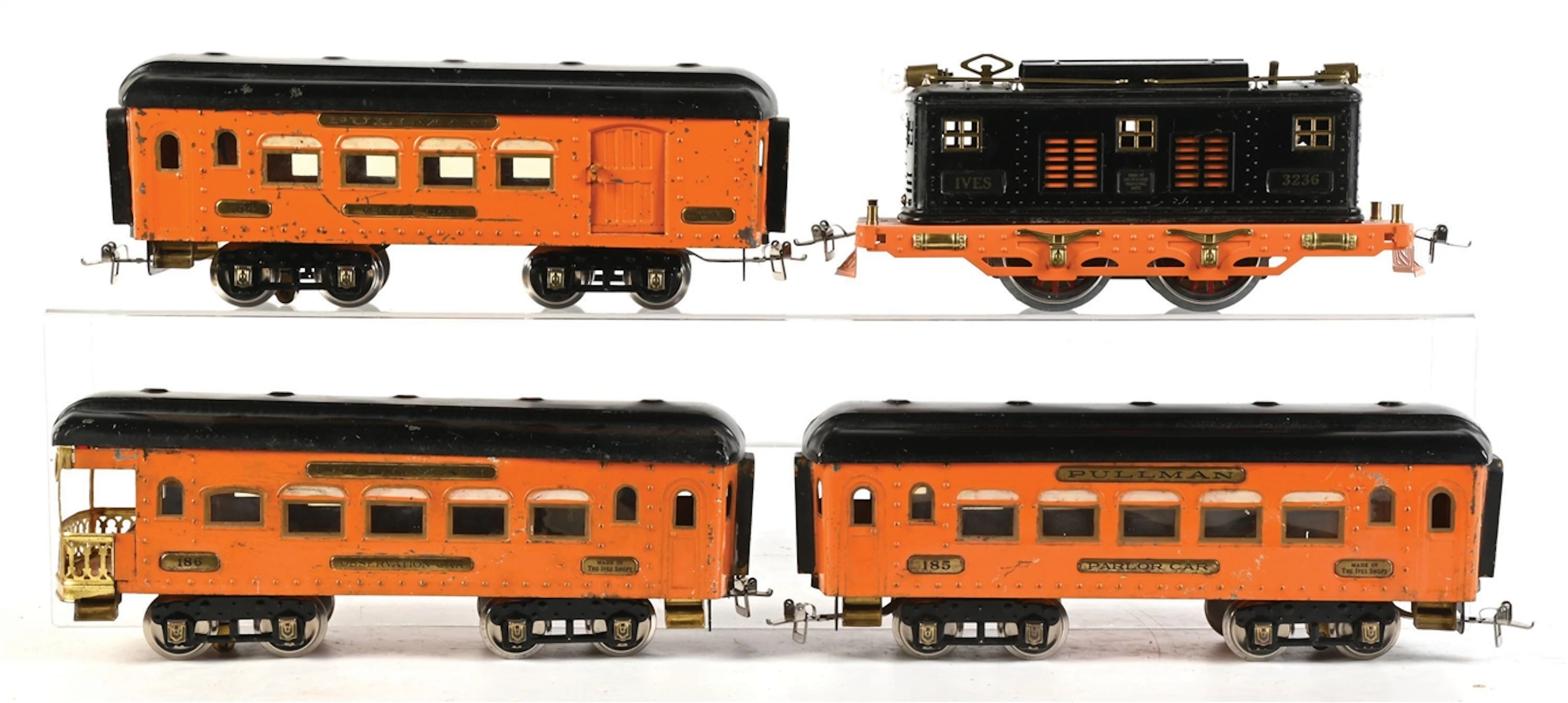 PRE-WAR IVES STANDARD GA. NO. 3236 HALLOWEEN PASSENGER SET