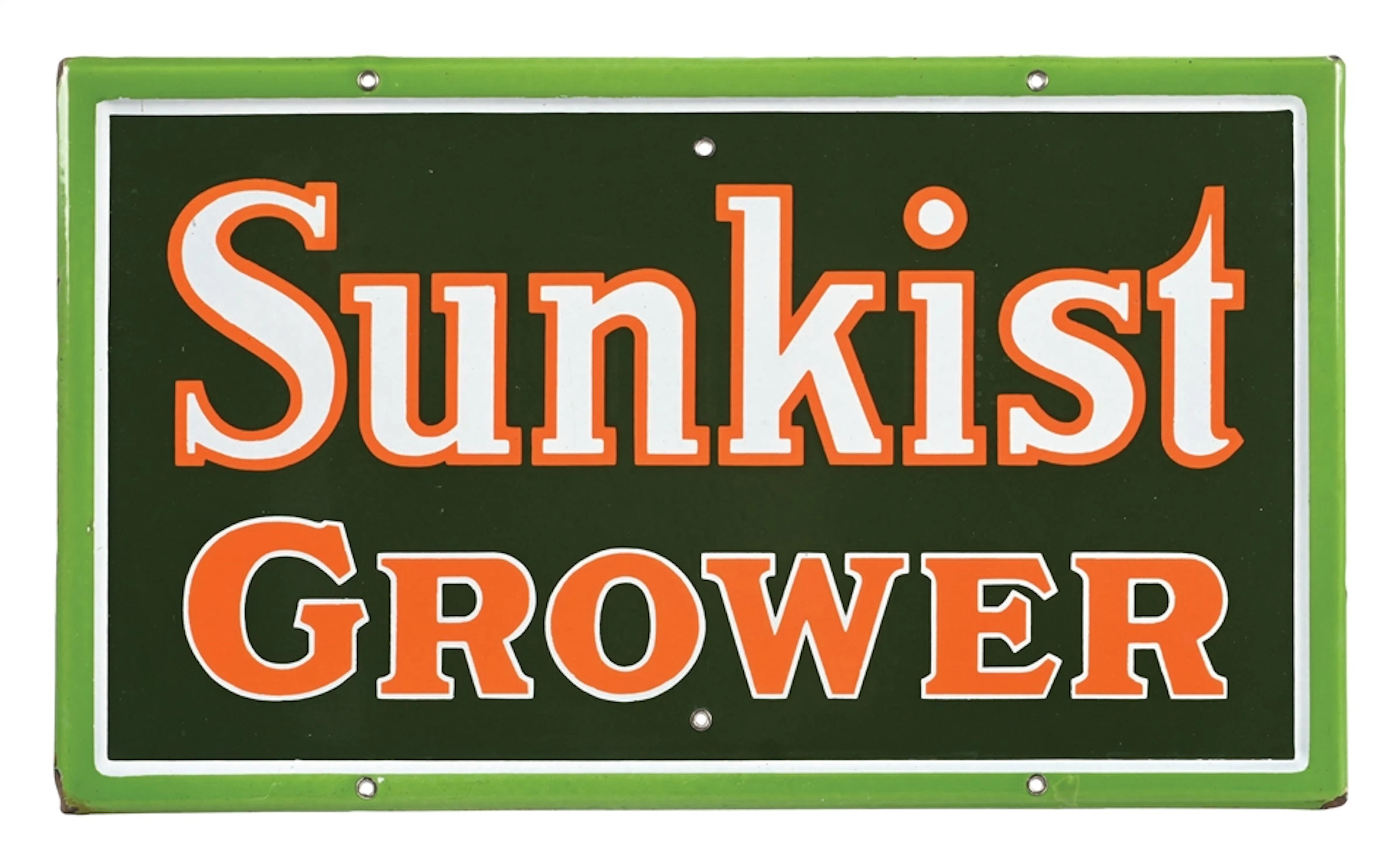SUNKIST GROWER PORCELAIN SIGN W/ SELF- FRAMED OUTER EDGE