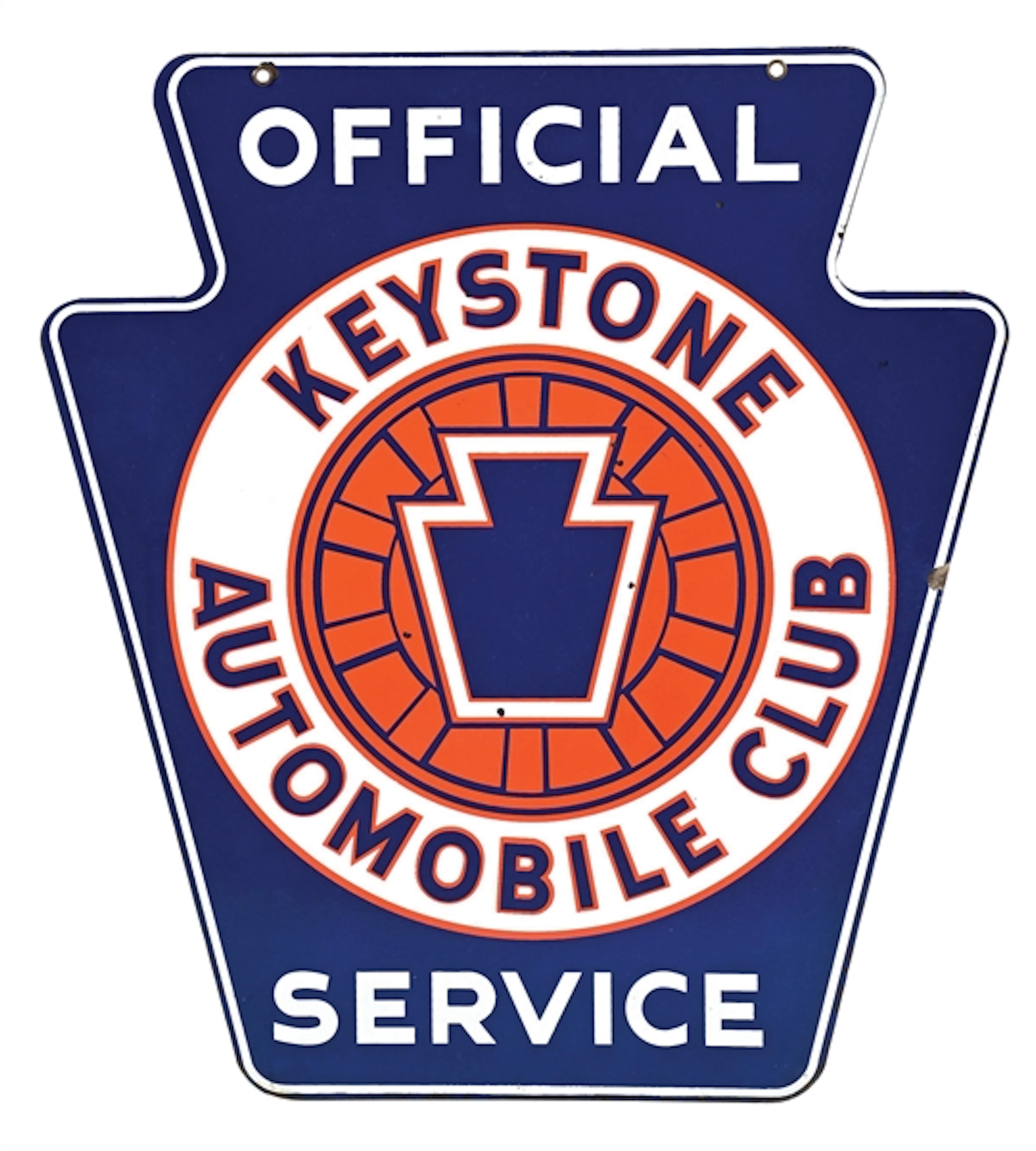 KEYSTONE AUTOMOBILE CLUB OFFICIAL SERVICE PORCELAIN SIGN