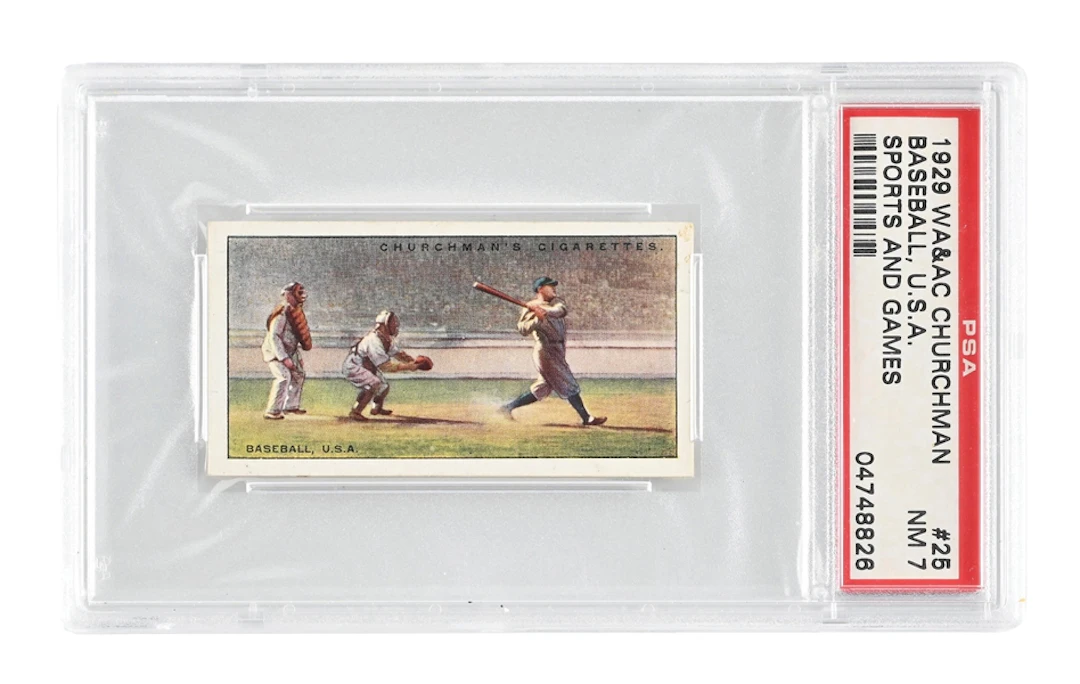 1929 WA&AC CHURCHMAN #25 "BABE RUTH SWINGING" PSA NM 7
