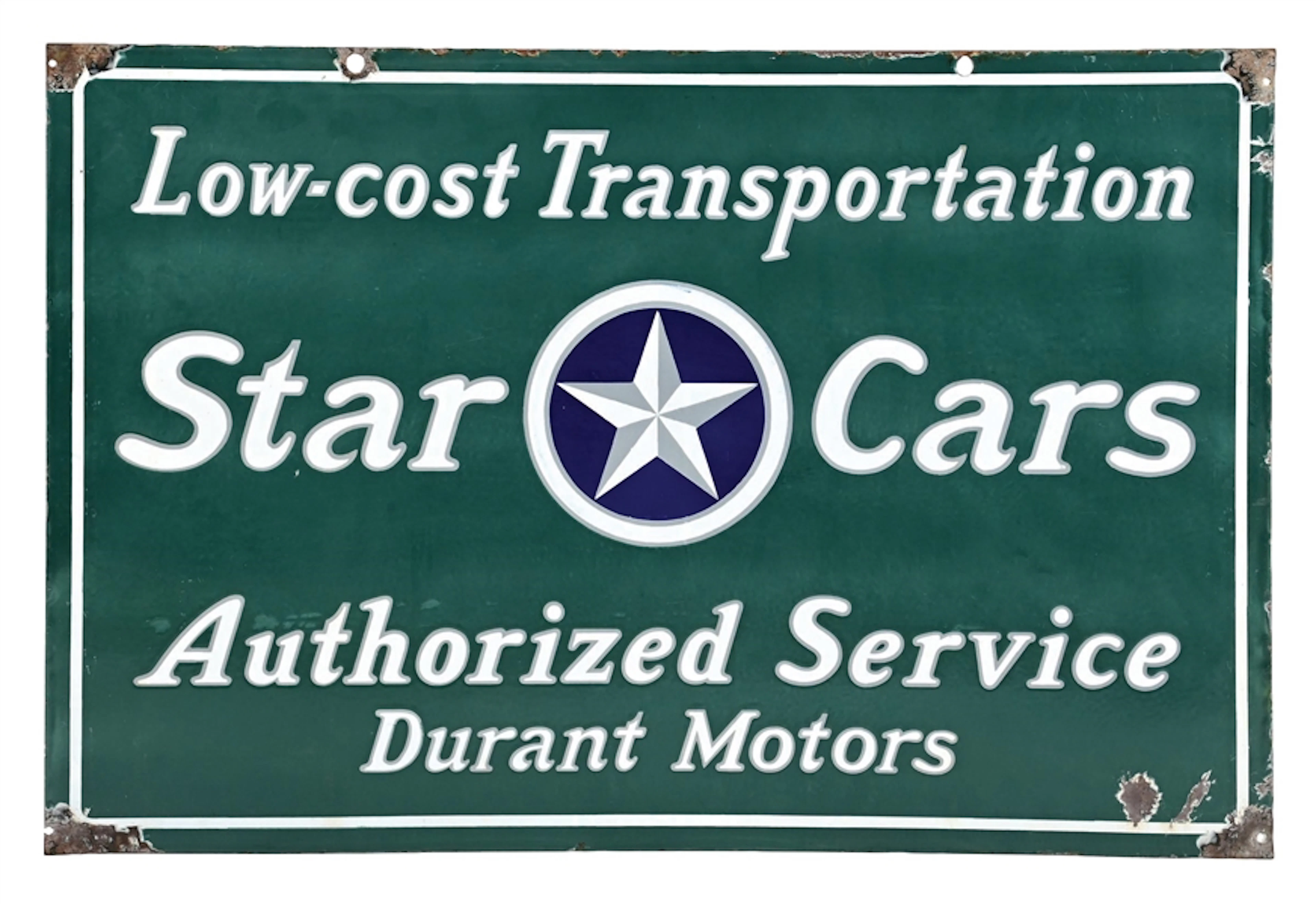 STAR CARS AUTHORIZED SERVICE DURANT MOTORS PORCELAIN SIGN