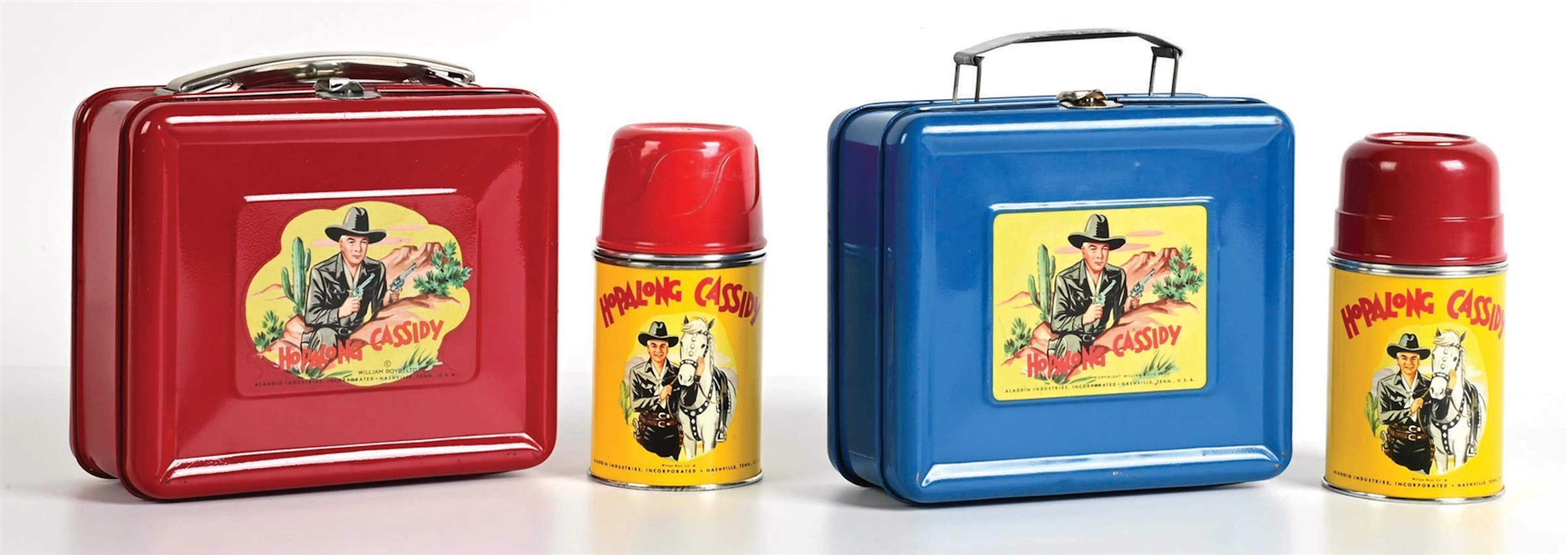 LOT OF 2: ALADDIN INDUSTRIES INC. HOPALONG CASSIDY METAL LUNCH BOXES
