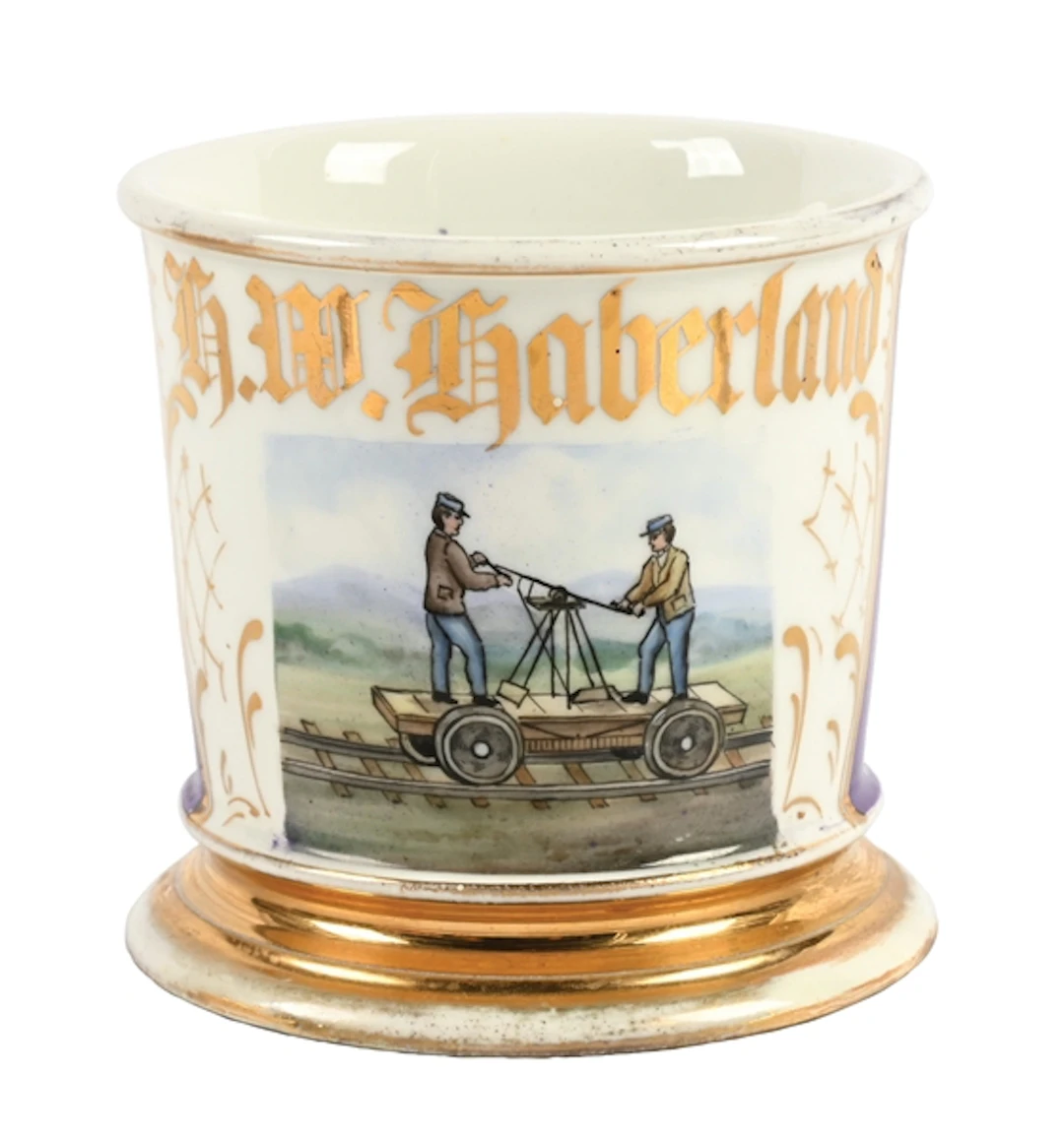 RAILROAD HANDCAR OCCUPATIONAL SHAVING MUGS