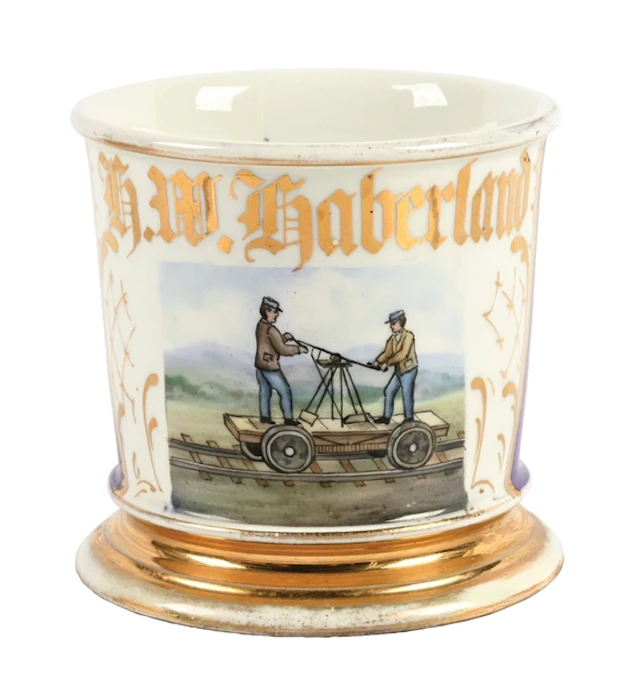 RAILROAD HANDCAR OCCUPATIONAL SHAVING MUGS