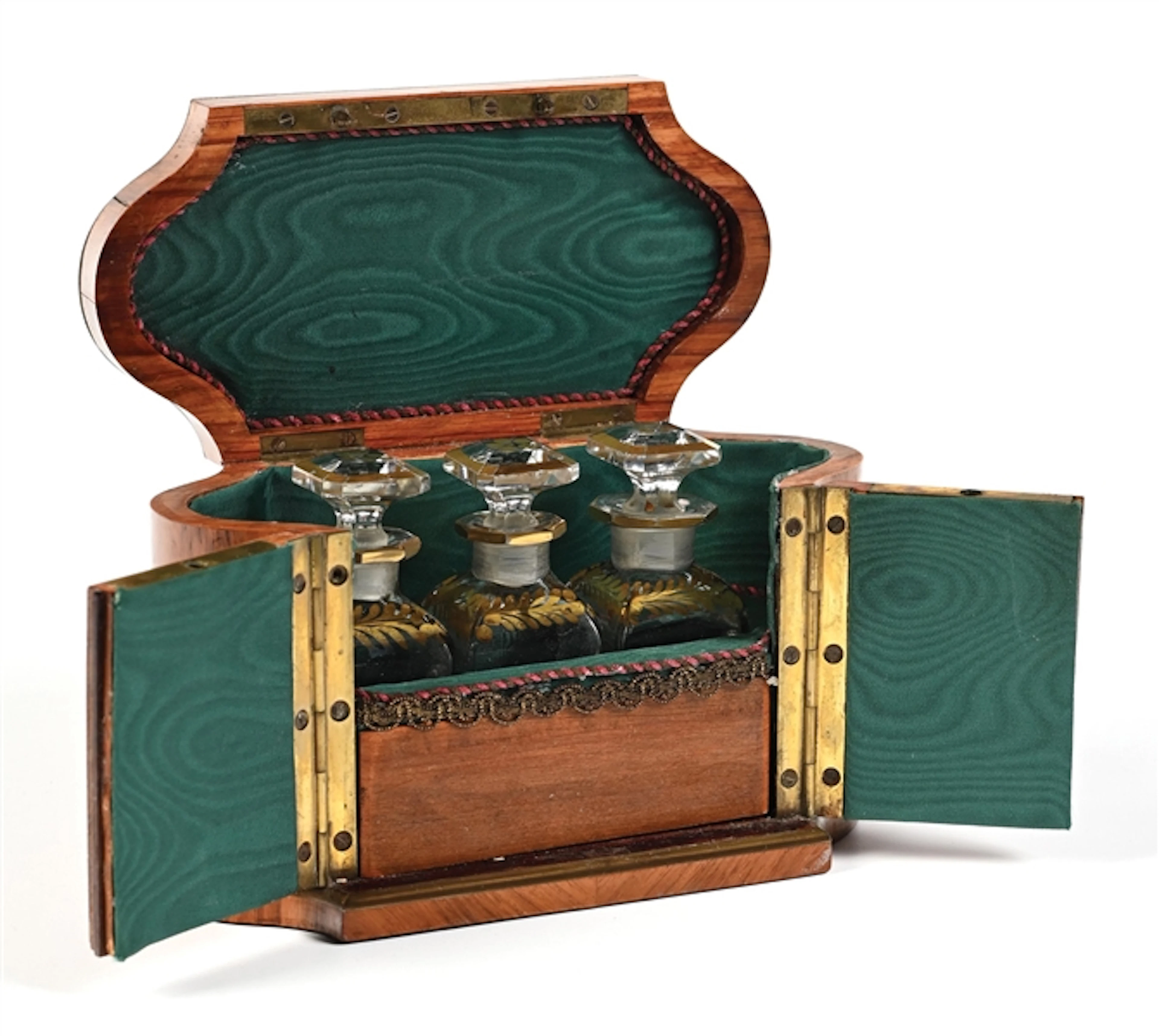 NAPOLEON III STYLE WOODEN PERFUME BOX WITH MARQUETRY INLAY