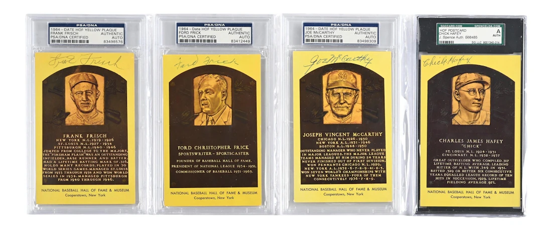 LOT OF 4: YELLOW HALL OF FAME PLAQUES INCLUDING FRISCH