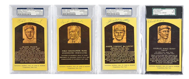 LOT OF 4: YELLOW HALL OF FAME PLAQUES INCLUDING FRISCH