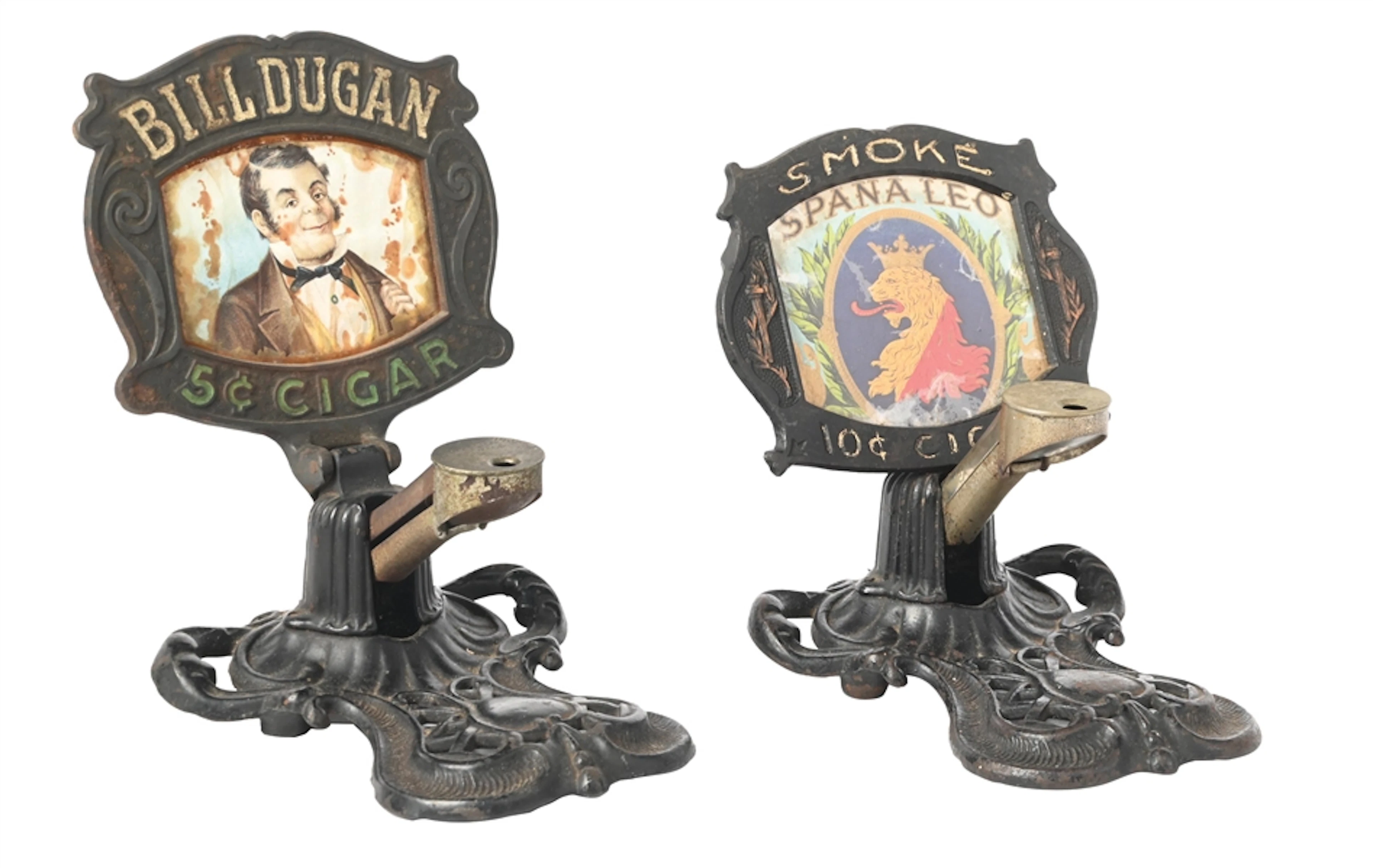 A PAIR OF COUNTERTOP COMMERCIAL ADVERTISING CIGAR CUTTERS