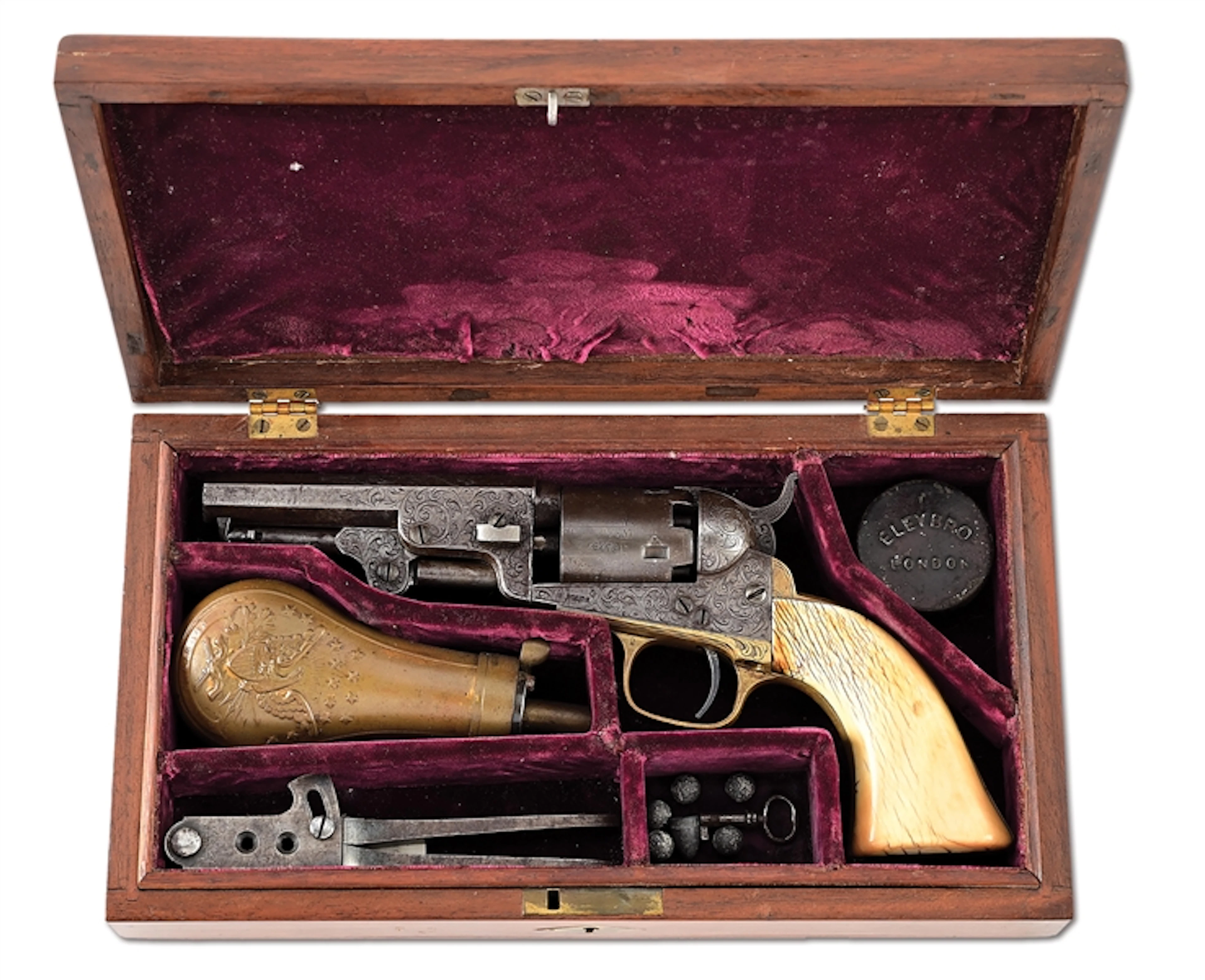 (A) CASED & ENGRAVED COLT MODEL 1849 POCKET PERCUSSION REVOLVER (1861).