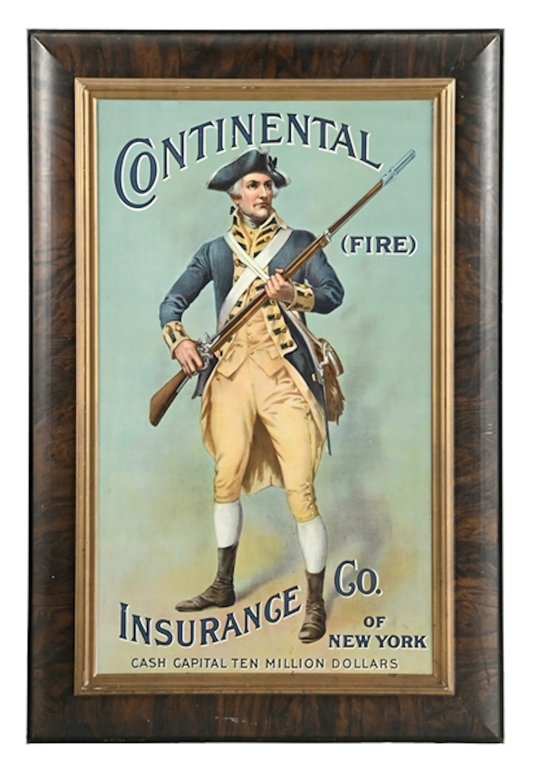 CONTINENTAL (FIRE) INSURANCE CO. OF NEW YORK SELF FRAMED TIN SIGN