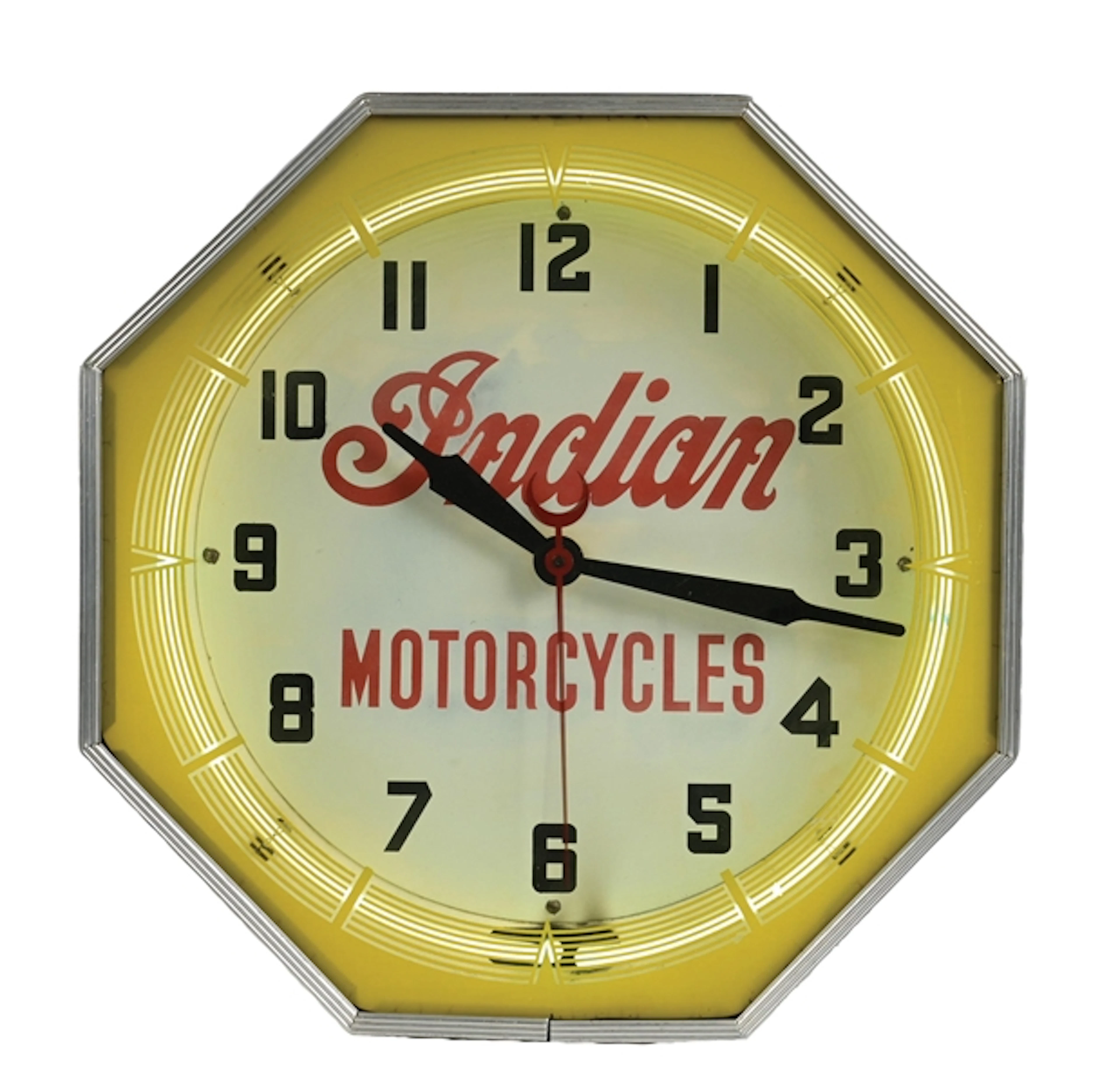 INDIAN MOTORCYCLES NEON PRODUCTS ADVERTISING CLOCK