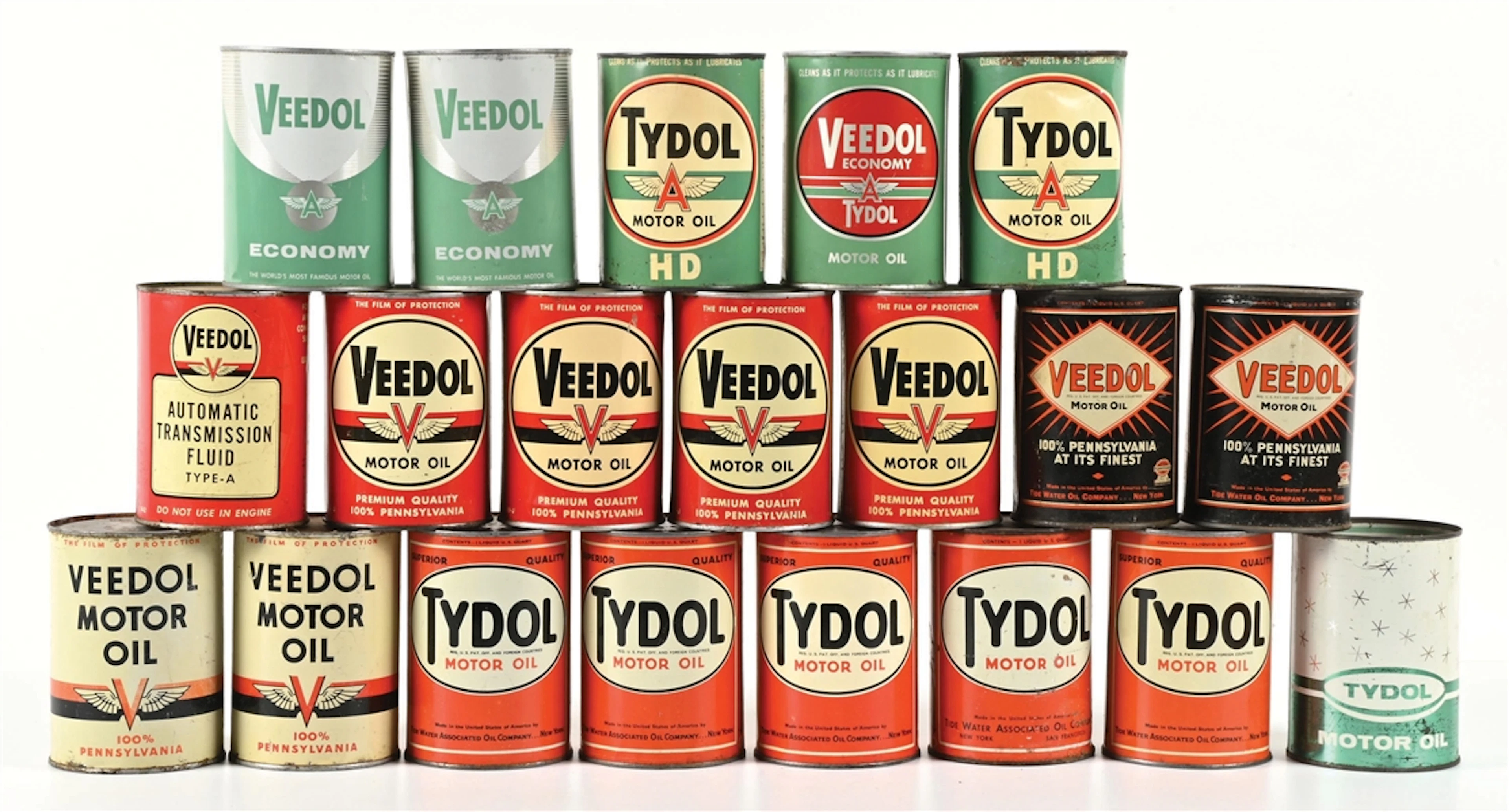 COLLECTION OF 20: VEEDOL & TYDOL ONE QUART OIL CANS