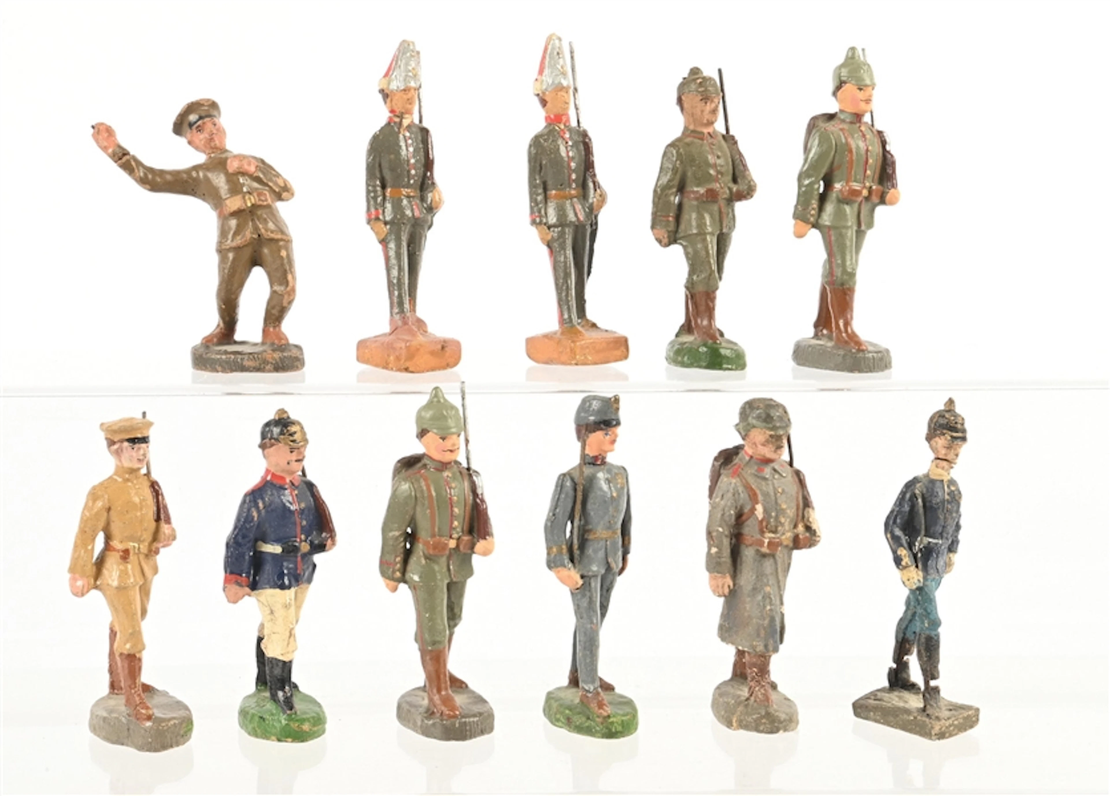 LOT OF 11: ELASTOLIN 10CM GERMAN TOY SOLDIER FIGURES