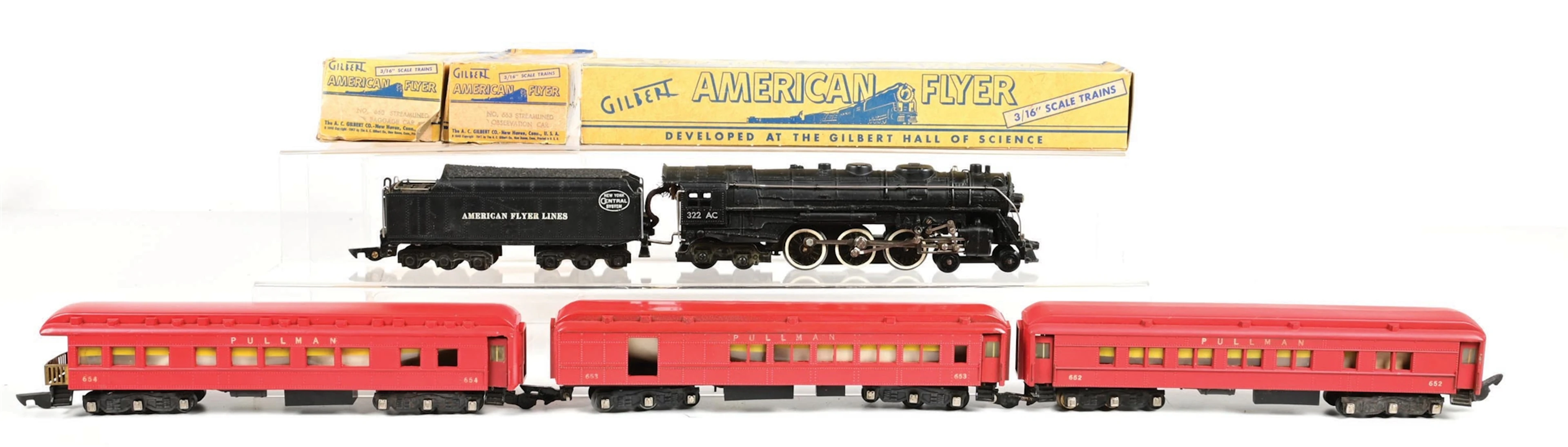 AMERICAN FLYER S-GA. HUDSON STEAM LOCOMOTIVE PASSENGER SET W/ BOXES