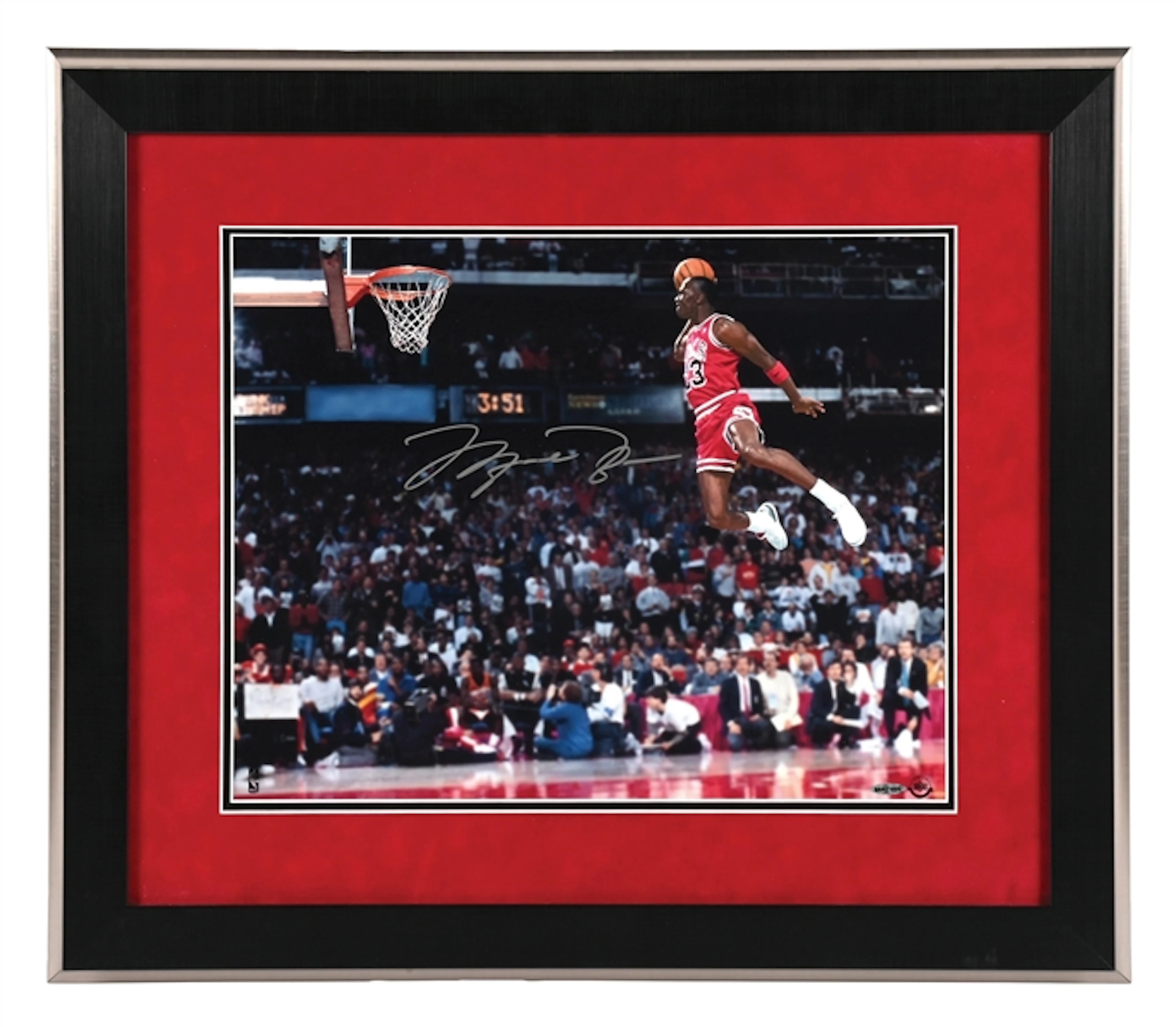 2013 UPPER DECK AUTHENTICATED MICHAEL JORDAN FRAMED SLAM DUNK AUTOGRAPHED